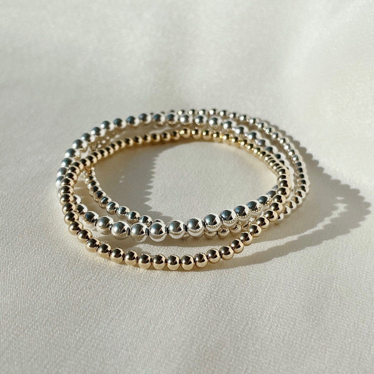 Gold Beaded Bracelet 4mm Hannah May Jewelry