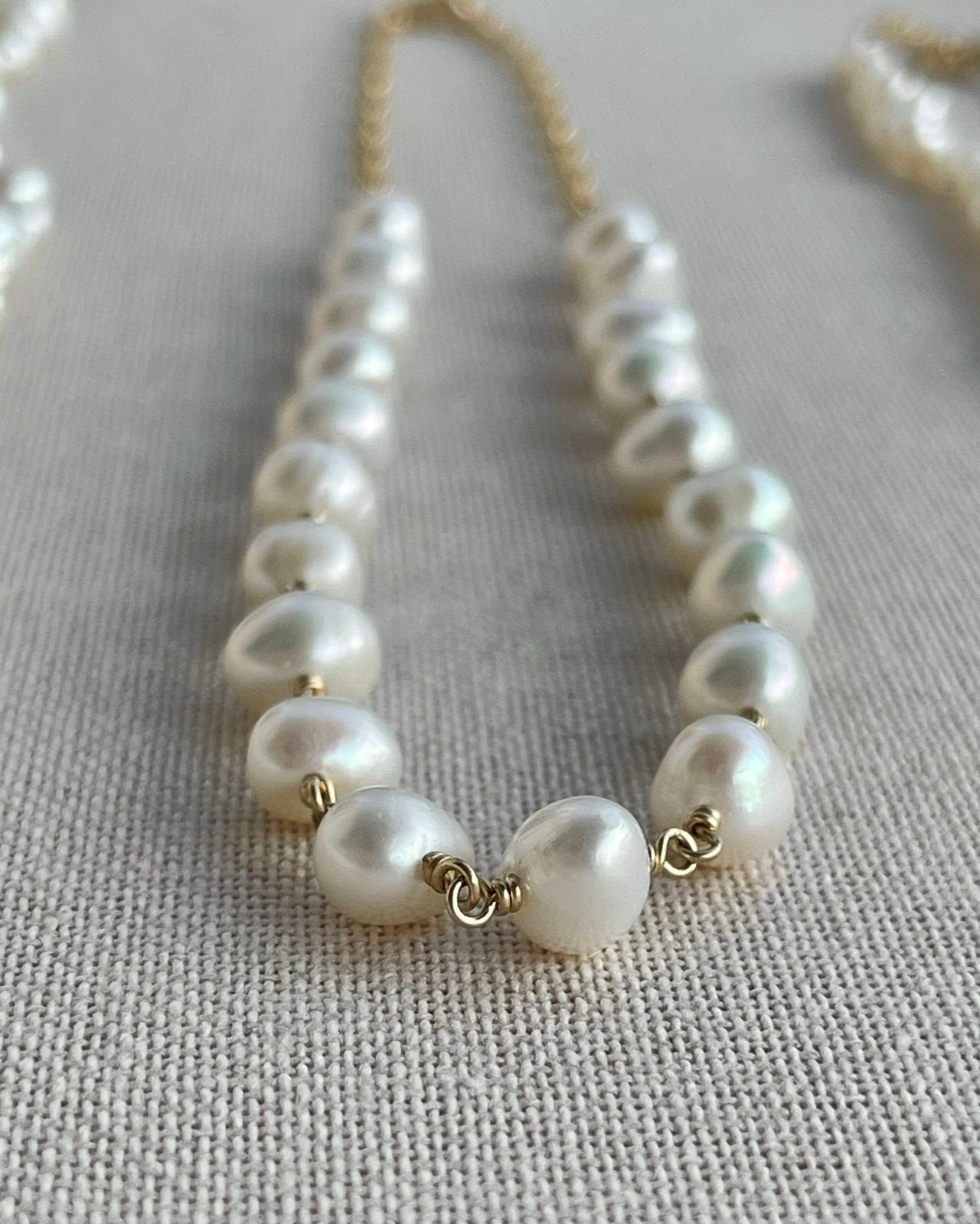 Pearl Chain Link Necklace by Hannah May Jewelry