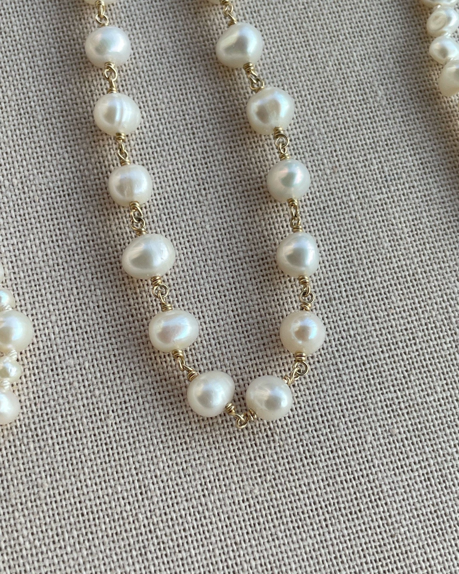 Pearl Chain Link Necklace by Hannah May Jewelry