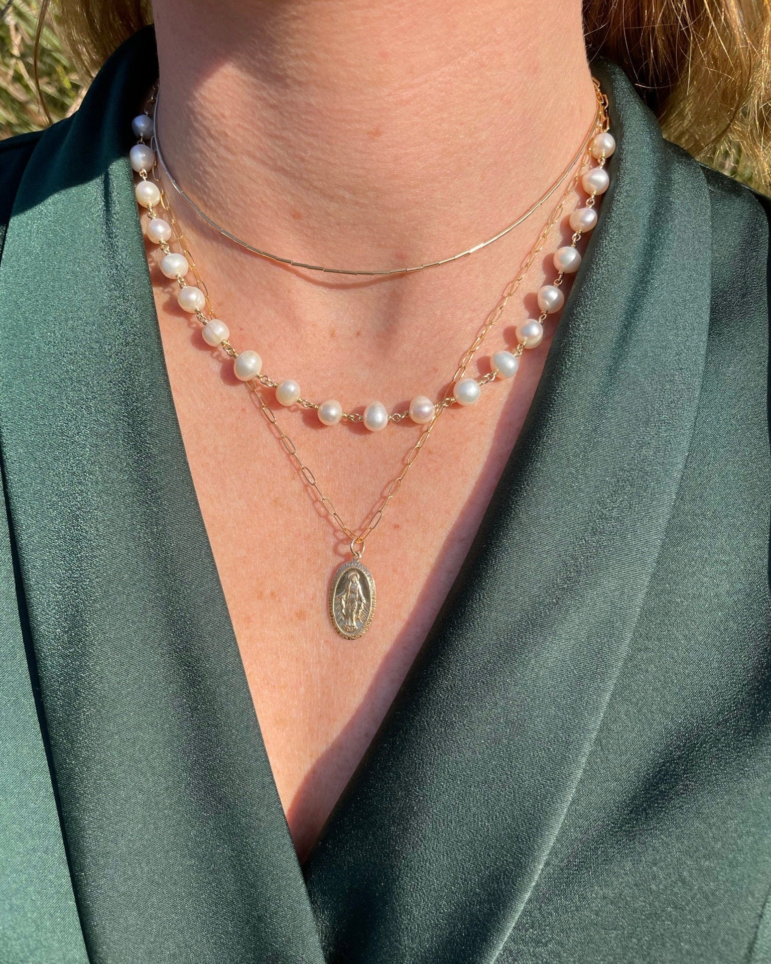 Pearl Chain Link Necklace by Hannah May Jewelry