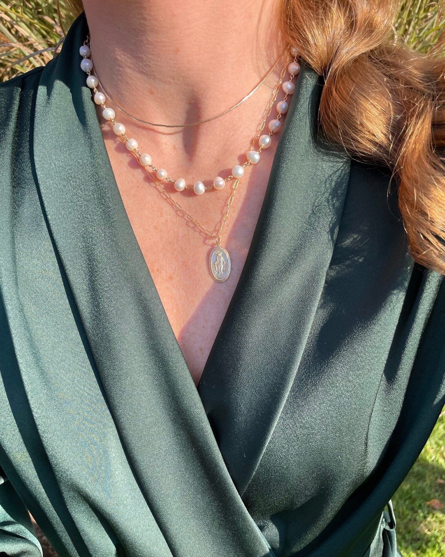Pearl Chain Link Necklace by Hannah May Jewelry