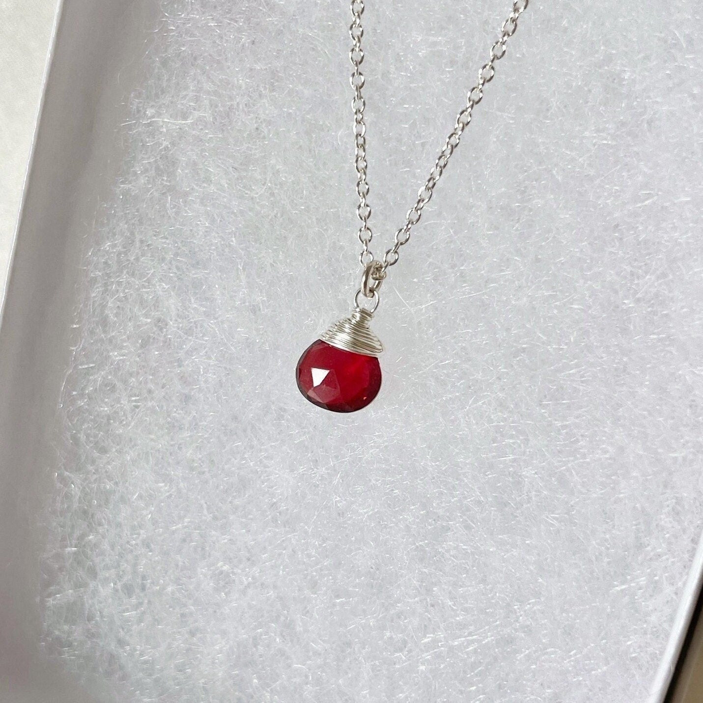 Red Garnet Necklace, January Birthstone Hannah May Jewelry