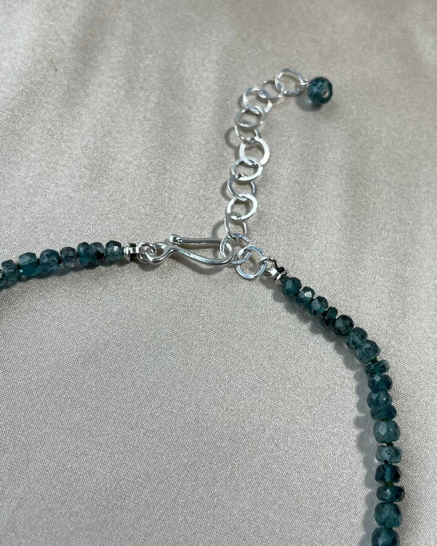 Blue Tourmaline Necklace Hand Knotted on Silk, AAA Rare Color/Clarity Hannah May