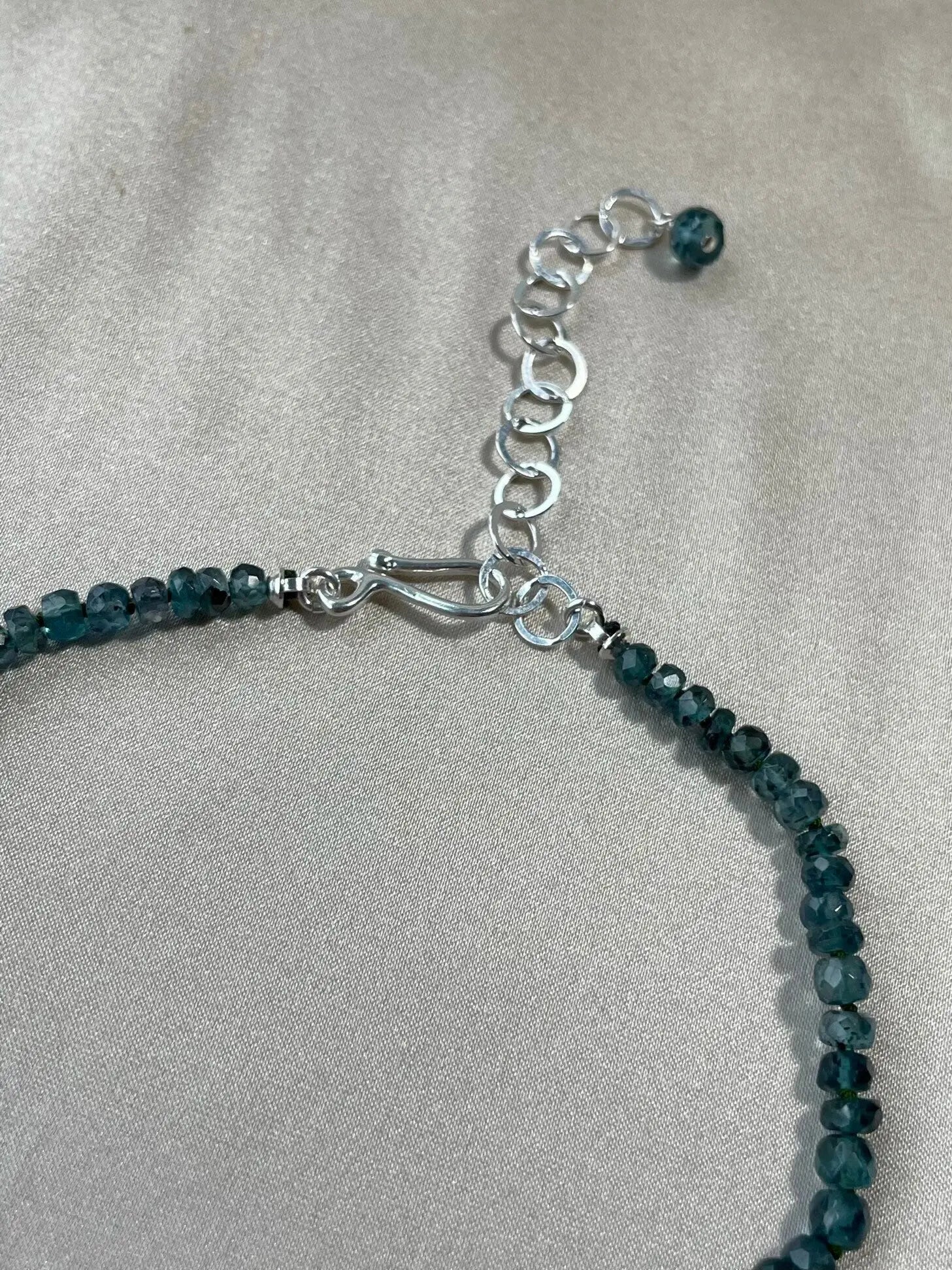 Blue Tourmaline Necklace Hand Knotted on Silk, AAA Rare Color/Clarity Hannah May