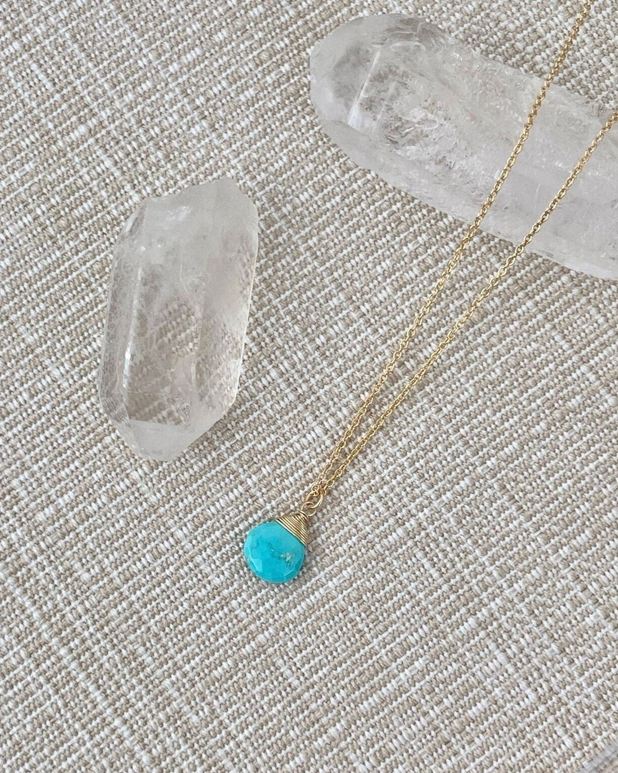Sleeping Beauty Turquoise Gem Drop Necklace by Hannah May Jewelry
