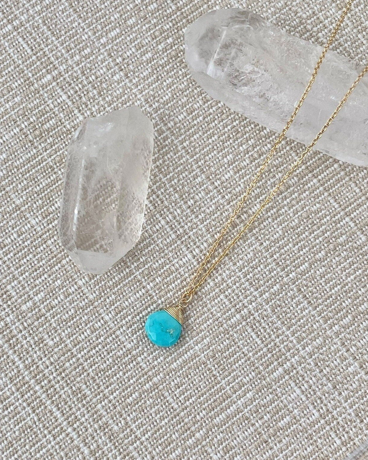 Sleeping Beauty Turquoise Gem Drop Necklace by Hannah May Jewelry
