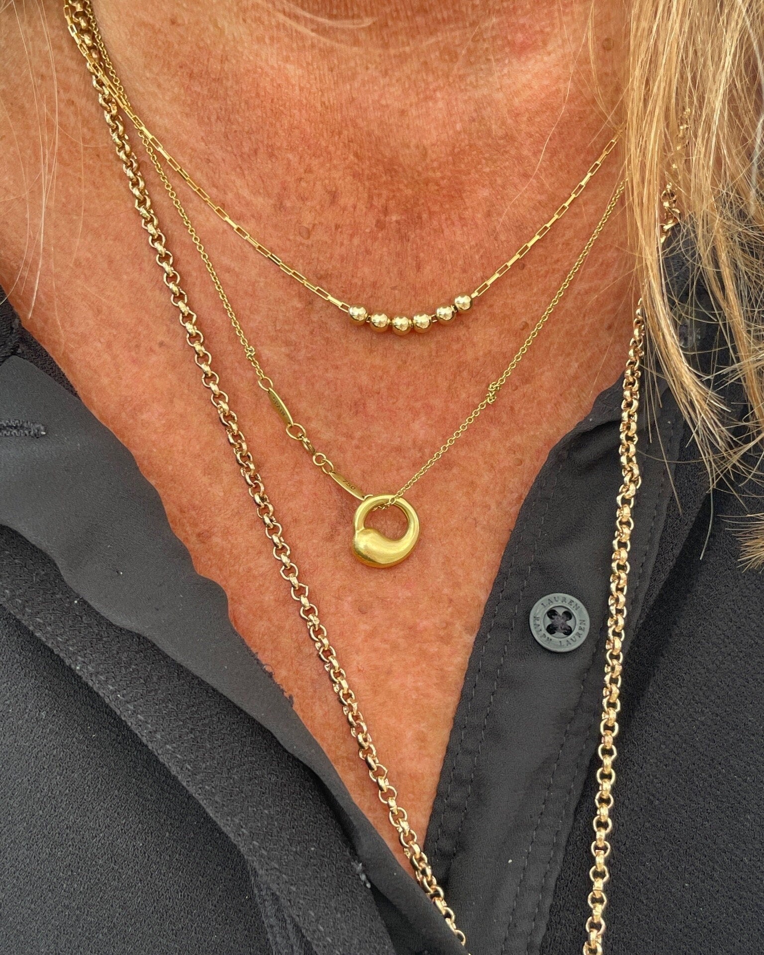 Gold Bead Fidget Necklace by Hannah May Jewelry