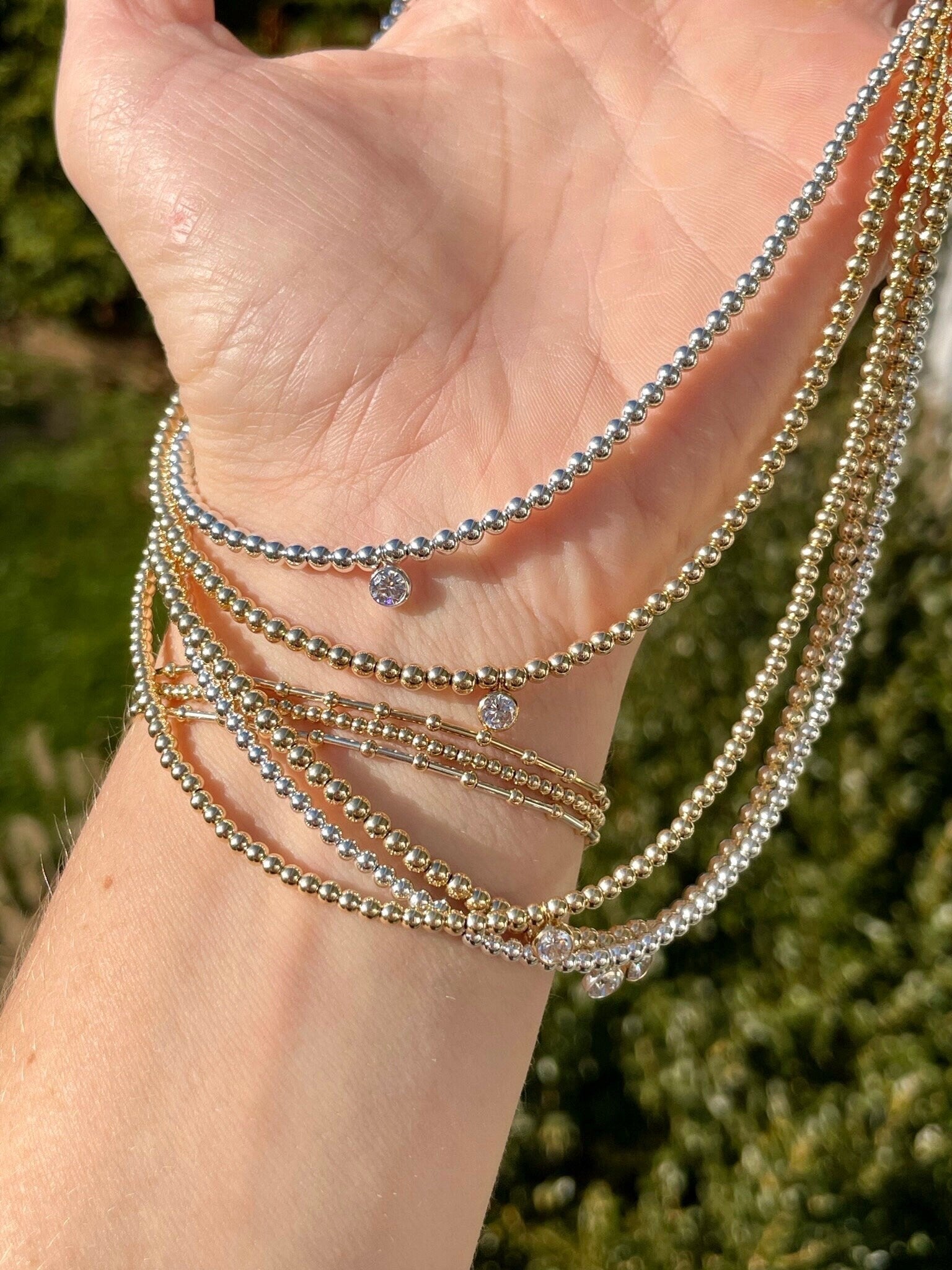 CZ Beaded Gold Necklace, 14k Gold Filled and Sterling Silver Hannah May Jewelry