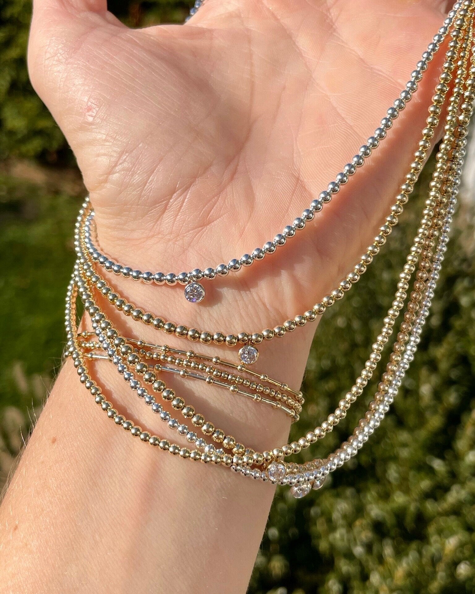 CZ Beaded Gold Necklace by Hannah May Jewelry