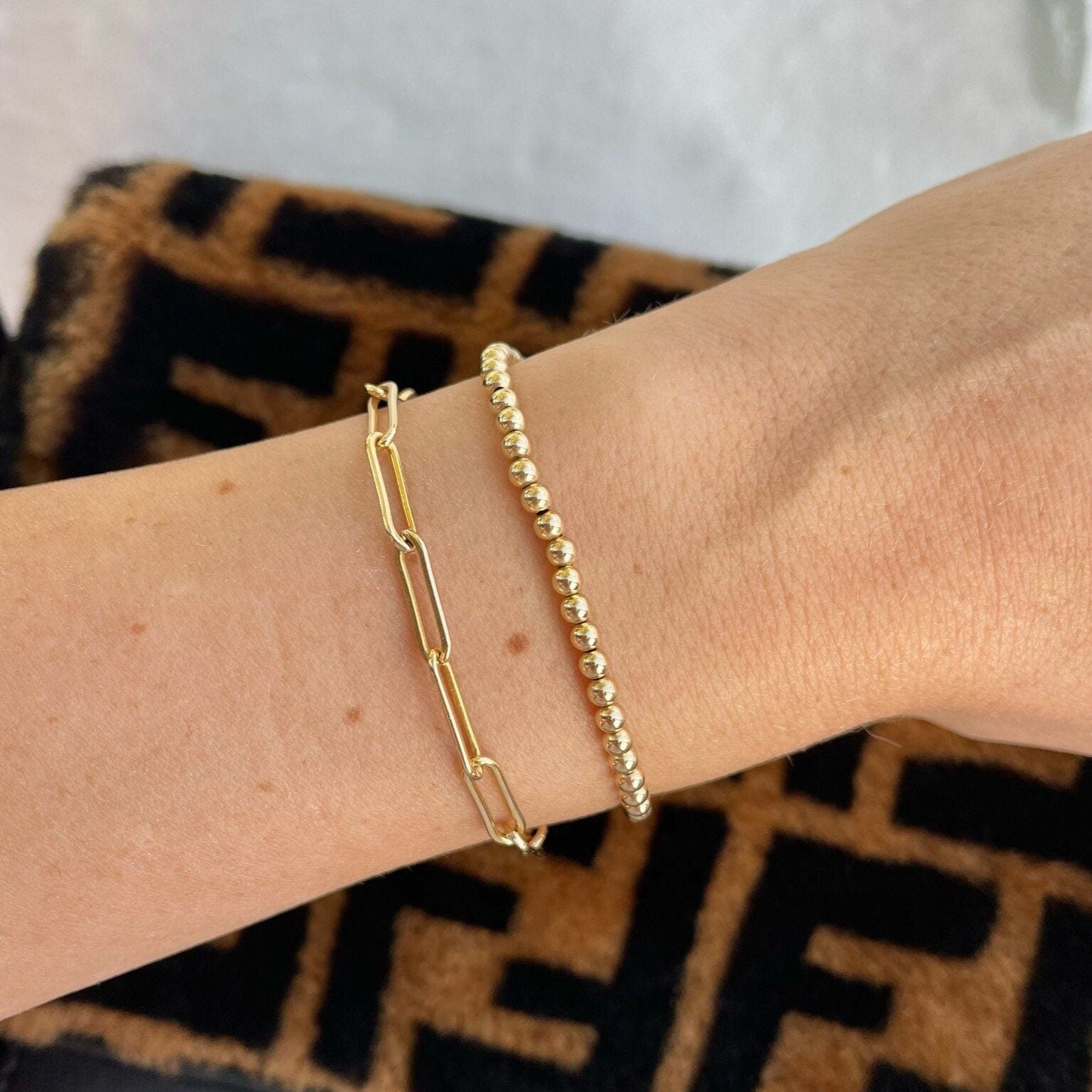 Gold Beaded Bracelet 3mm Hannah May Jewelry