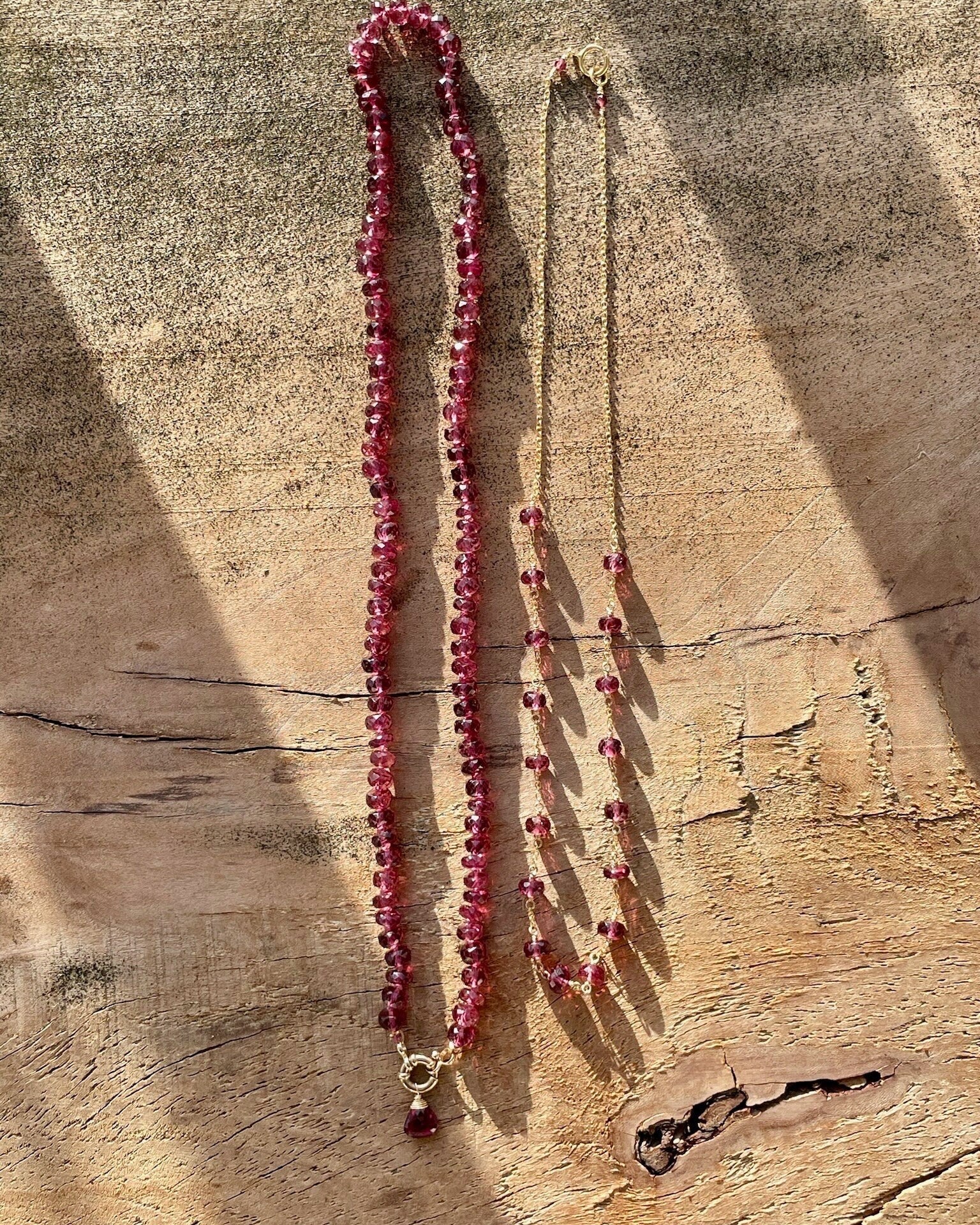 Rare Malaya Garnet 18" Silk-Knotted Necklace – January Birthstone, 14k Gold Clasp Hannah May Jewelry