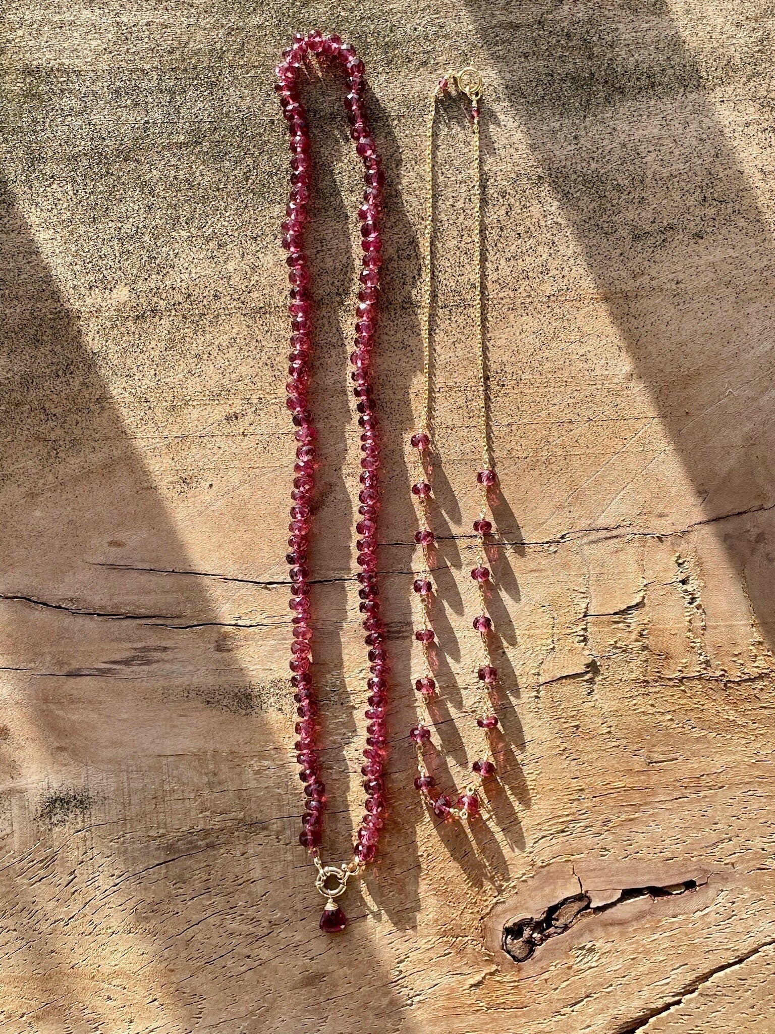 Rare Malaya Garnet 18" Silk-Knotted Necklace – January Birthstone, 14k Gold Clasp Hannah May Jewelry