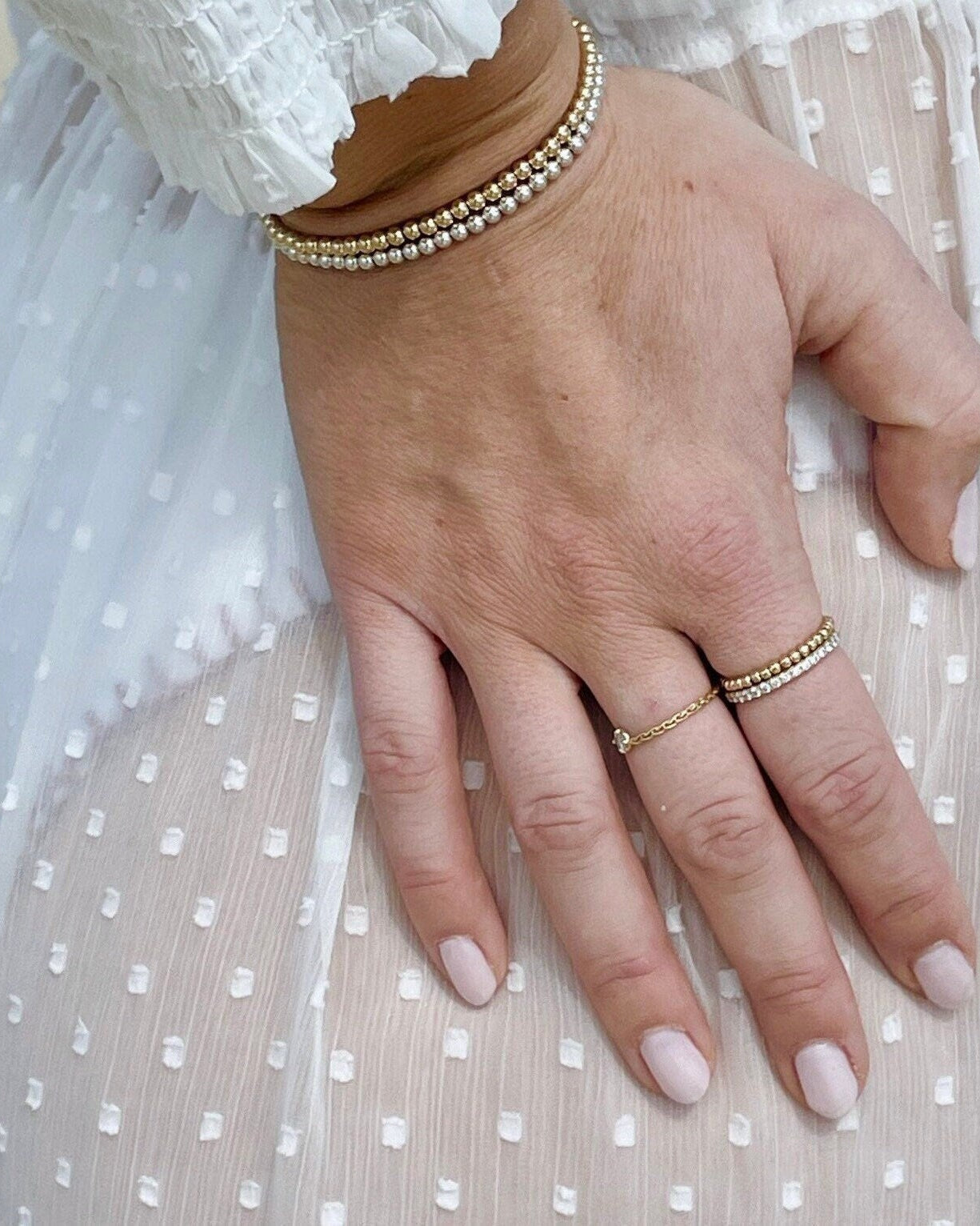 Gold Beaded Bracelet 3mm Hannah May Jewelry