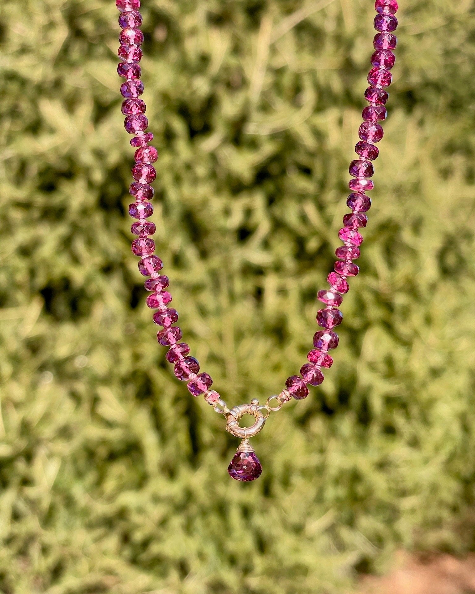 Rare Malaya Garnet 18" Silk-Knotted Necklace – January Birthstone, 14k Gold Clasp Hannah May Jewelry