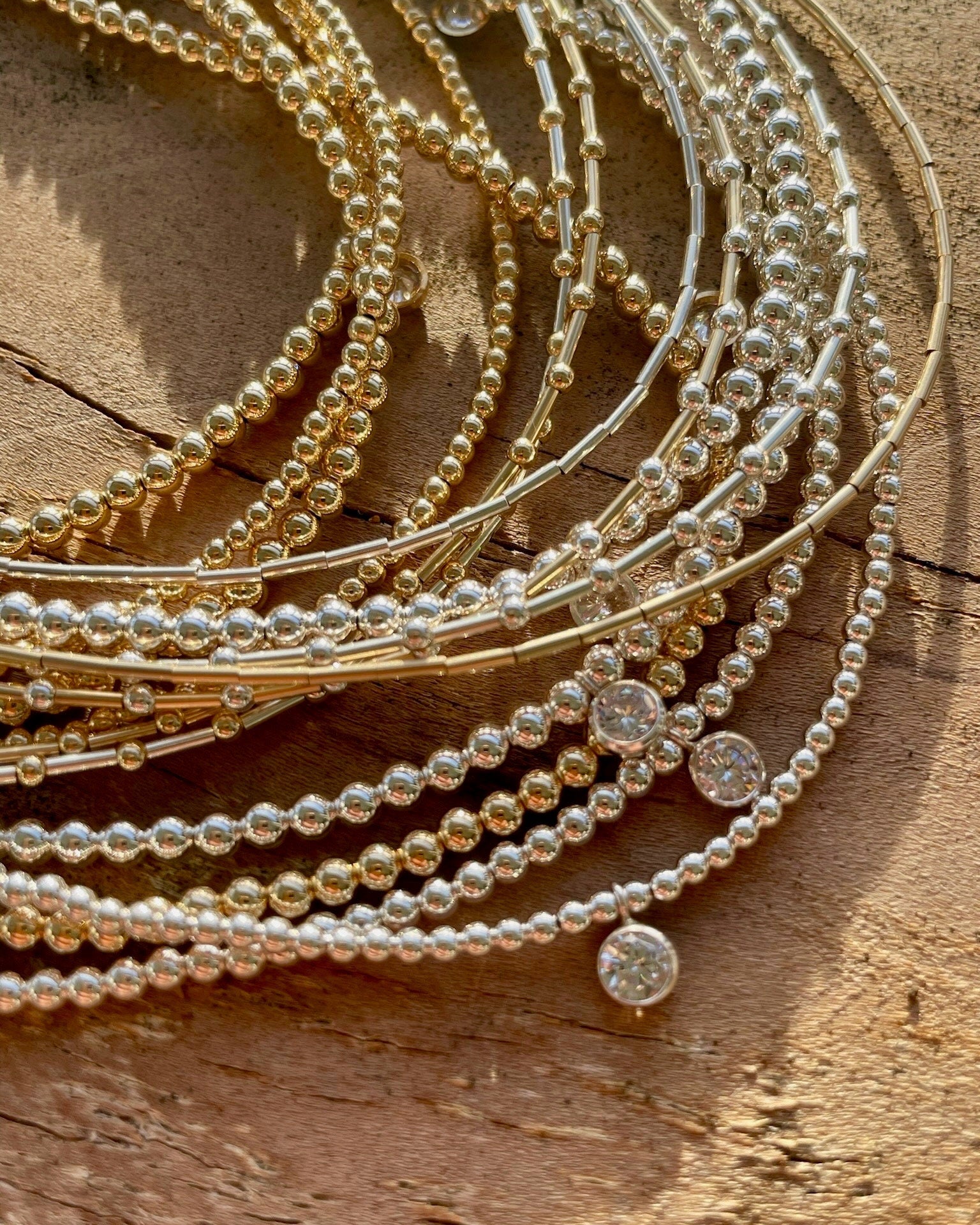 CZ Beaded Gold Necklace, 14k Gold Filled and Sterling Silver Hannah May Jewelry