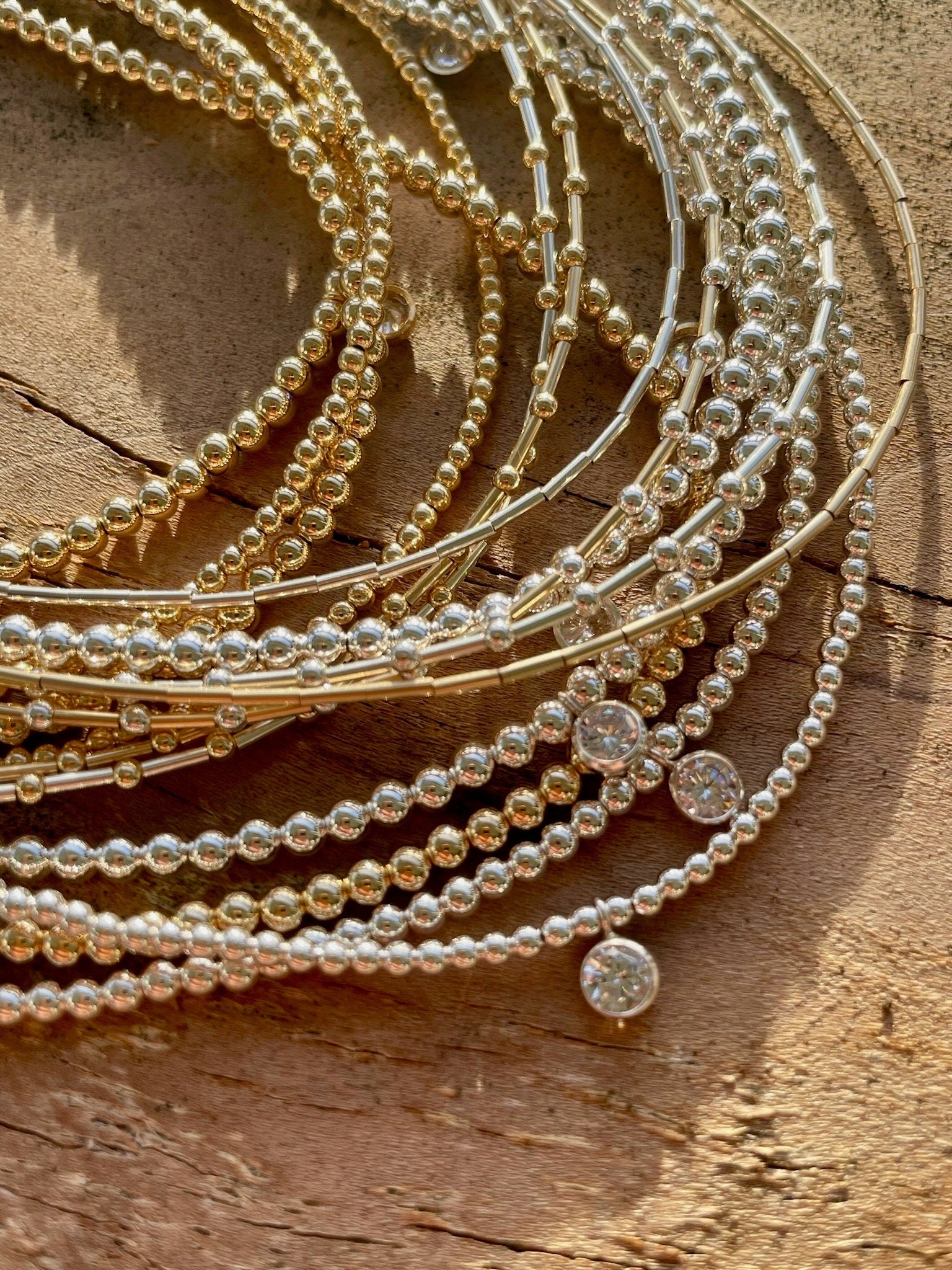 CZ Beaded Gold Necklace, 14k Gold Filled and Sterling Silver Hannah May Jewelry