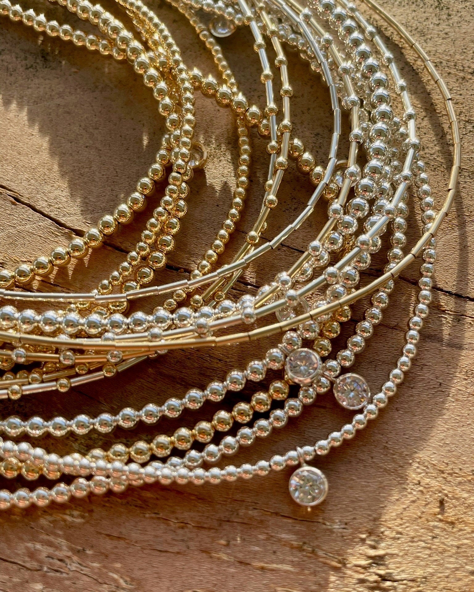 CZ Beaded Gold Necklace by Hannah May Jewelry