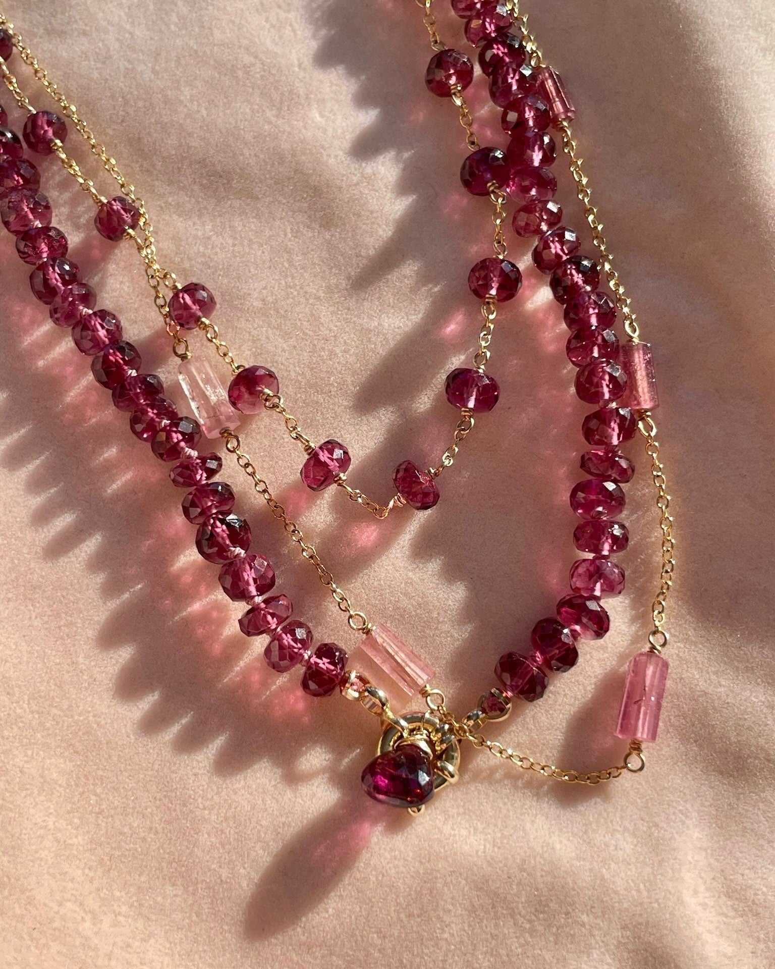 Rare Malaya Garnet 18" Silk-Knotted Necklace – January Birthstone, 14k Gold Clasp Hannah May Jewelry
