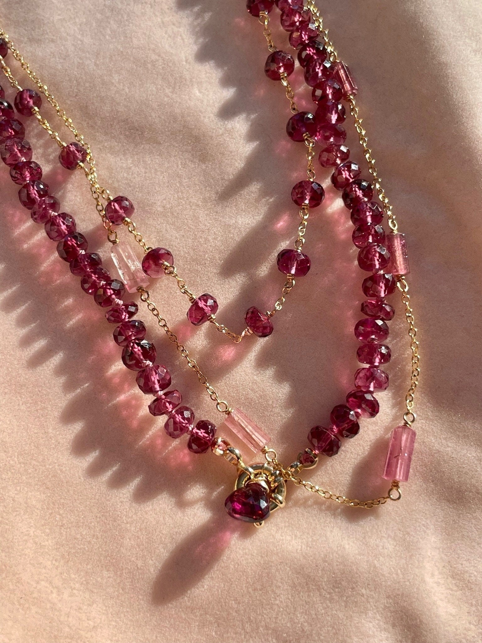 Rare Malaya Garnet 18" Silk-Knotted Necklace – January Birthstone, 14k Gold Clasp Hannah May Jewelry