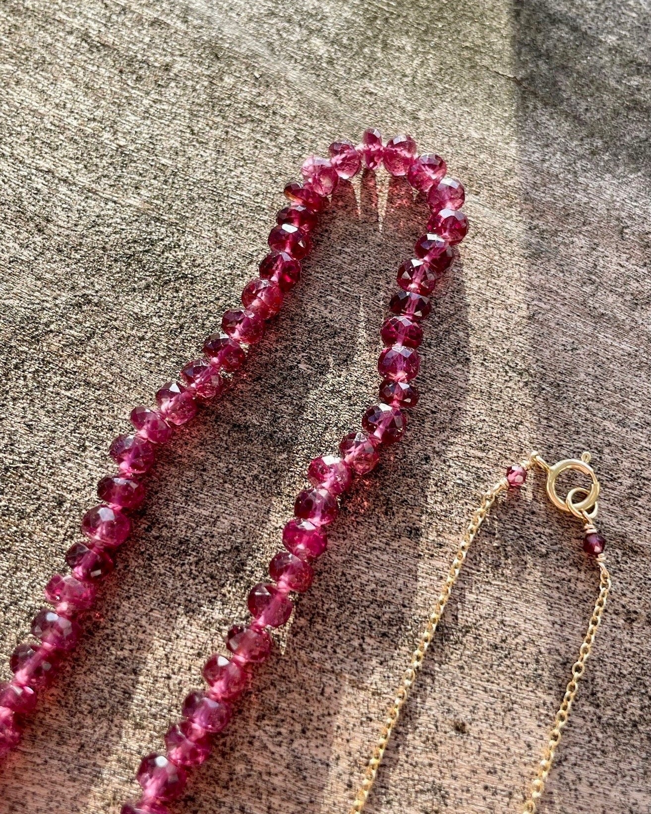 Rare Malaya Garnet 18" Silk-Knotted Necklace – January Birthstone, 14k Gold Clasp Hannah May Jewelry