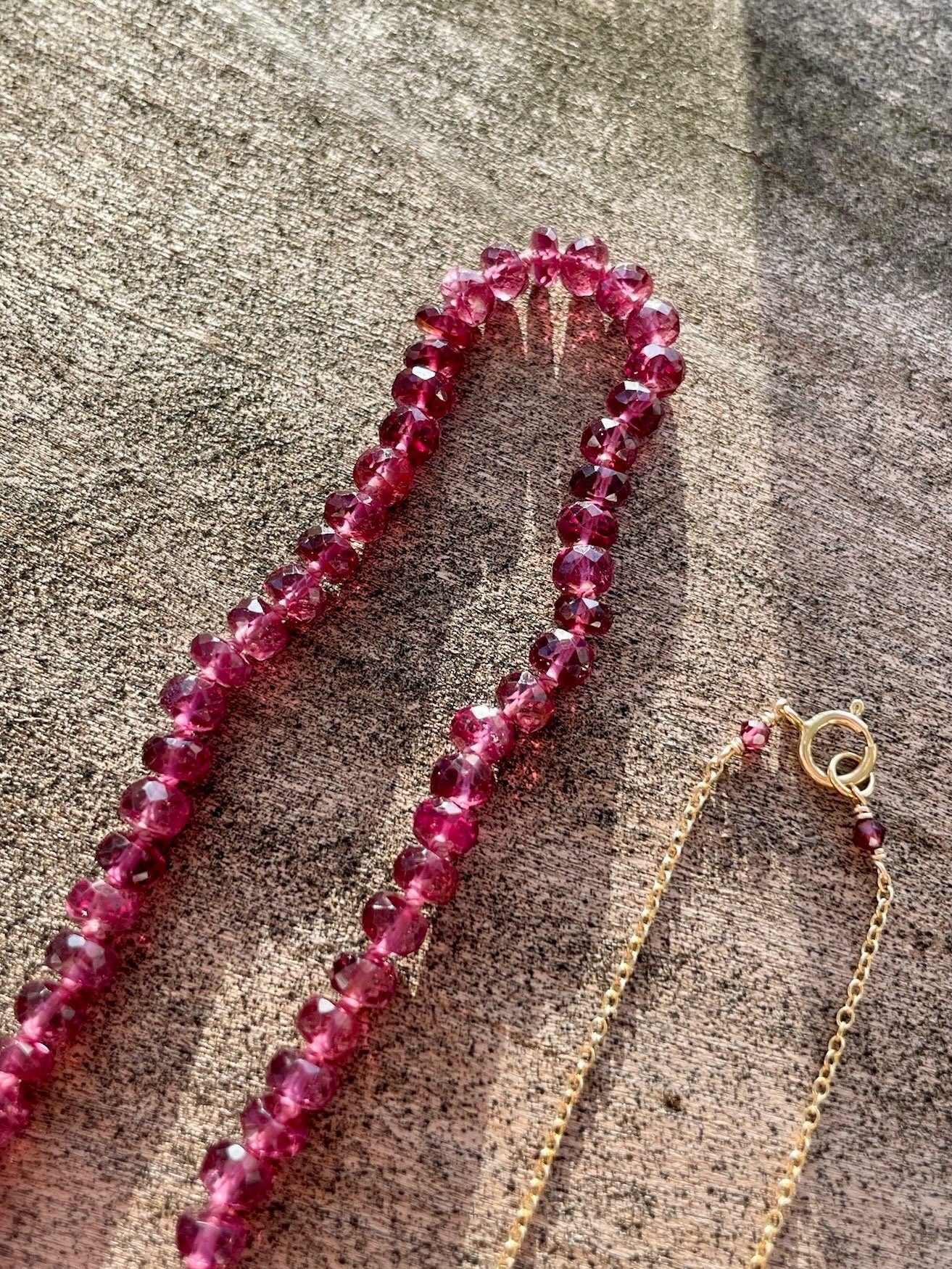 Rare Malaya Garnet 18" Silk-Knotted Necklace – January Birthstone, 14k Gold Clasp Hannah May Jewelry