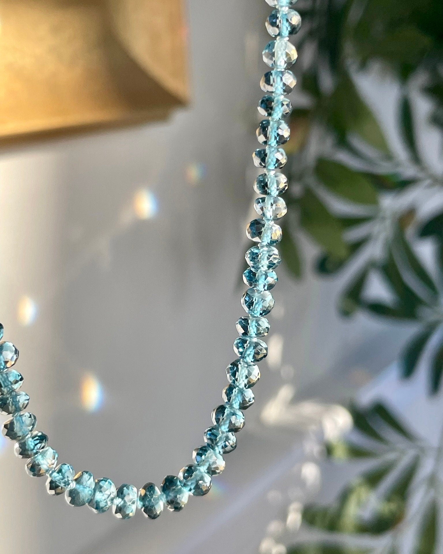London Blue Topaz 18" Silk-Knotted Necklace – December Birthstone, 14k Gold Clasp Hannah May Jewelry