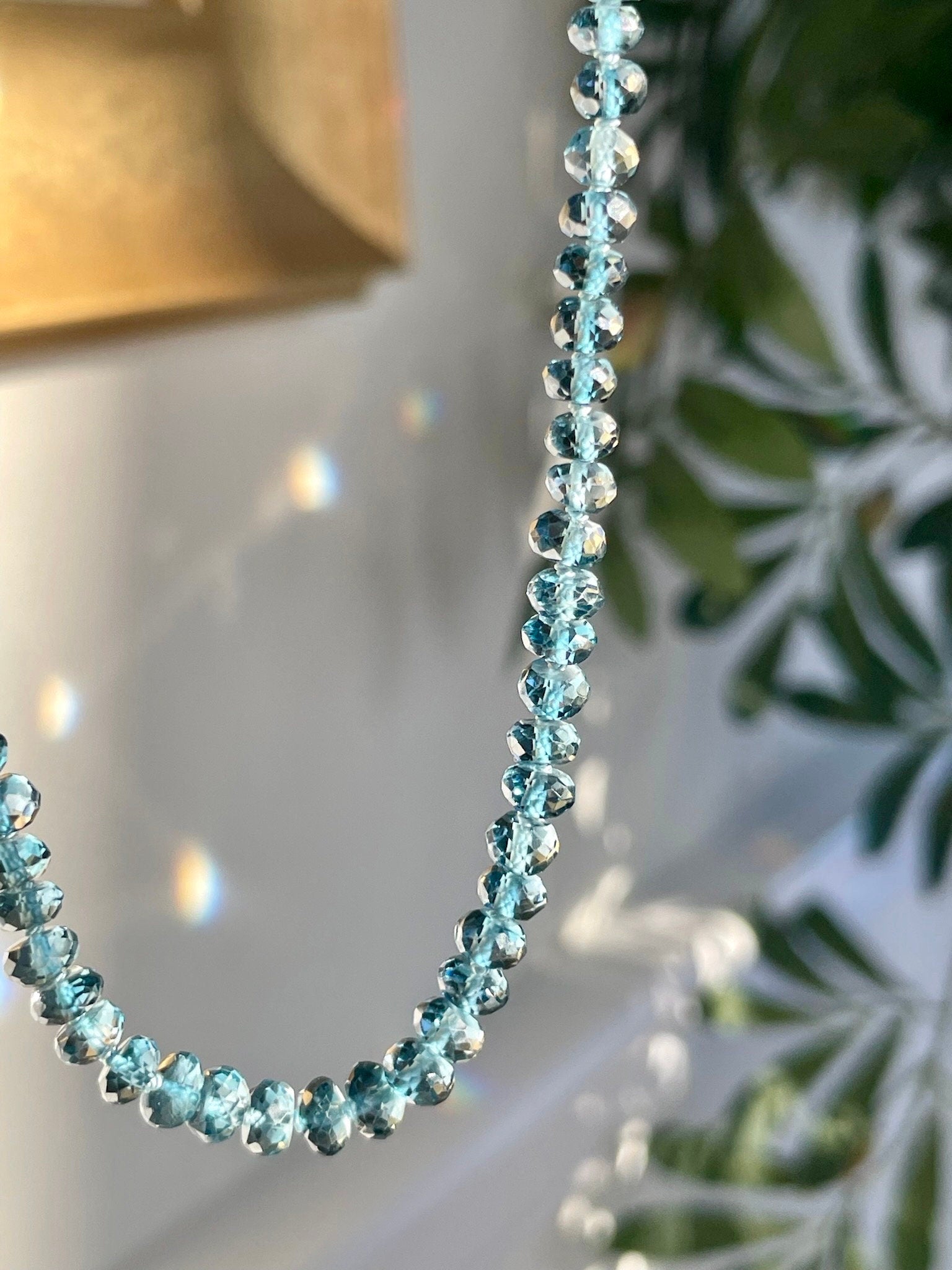 London Blue Topaz 18" Silk-Knotted Necklace – December Birthstone, 14k Gold Clasp Hannah May Jewelry