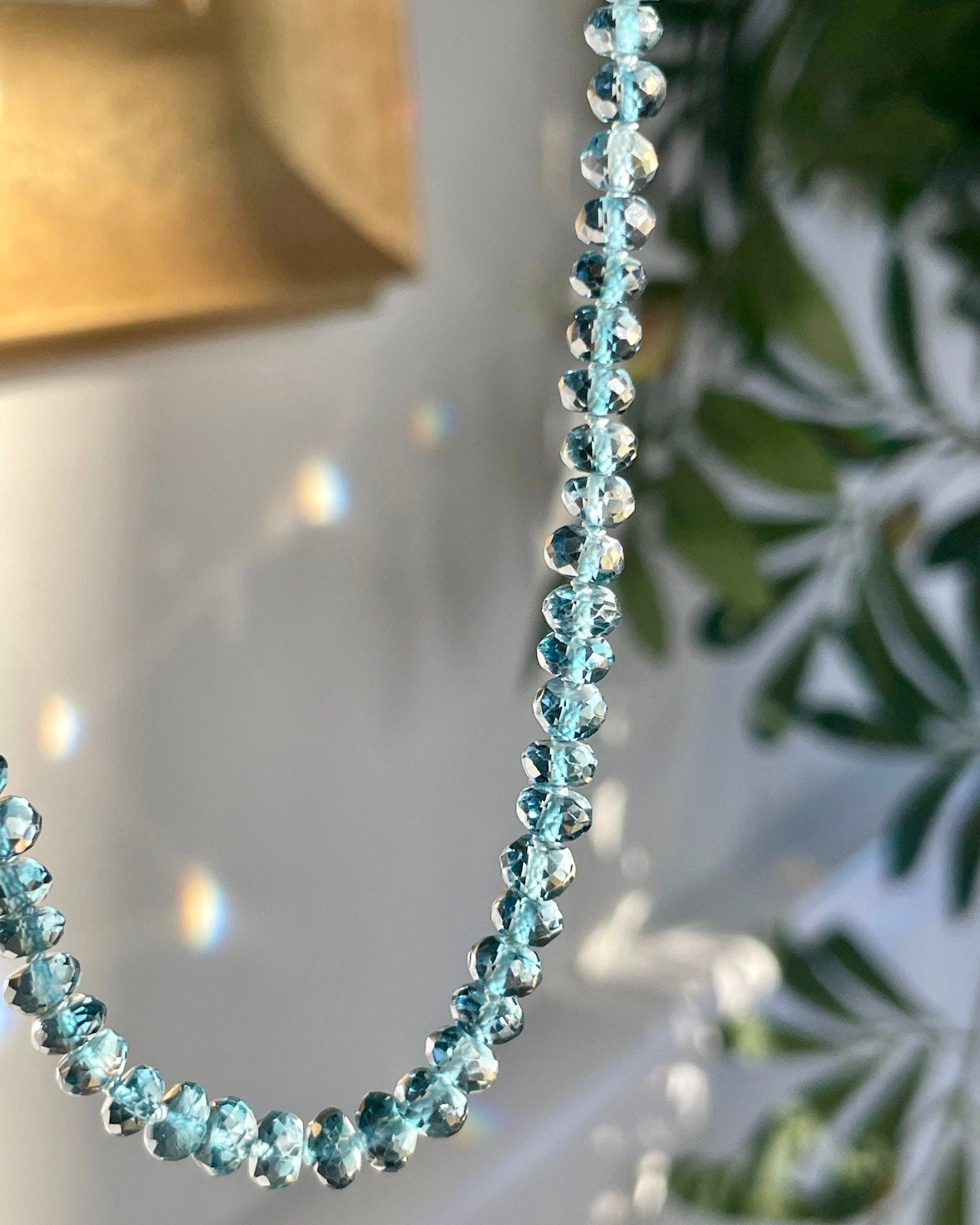 London Blue Topaz Silk Knotted Necklace by Hannah May Jewelry