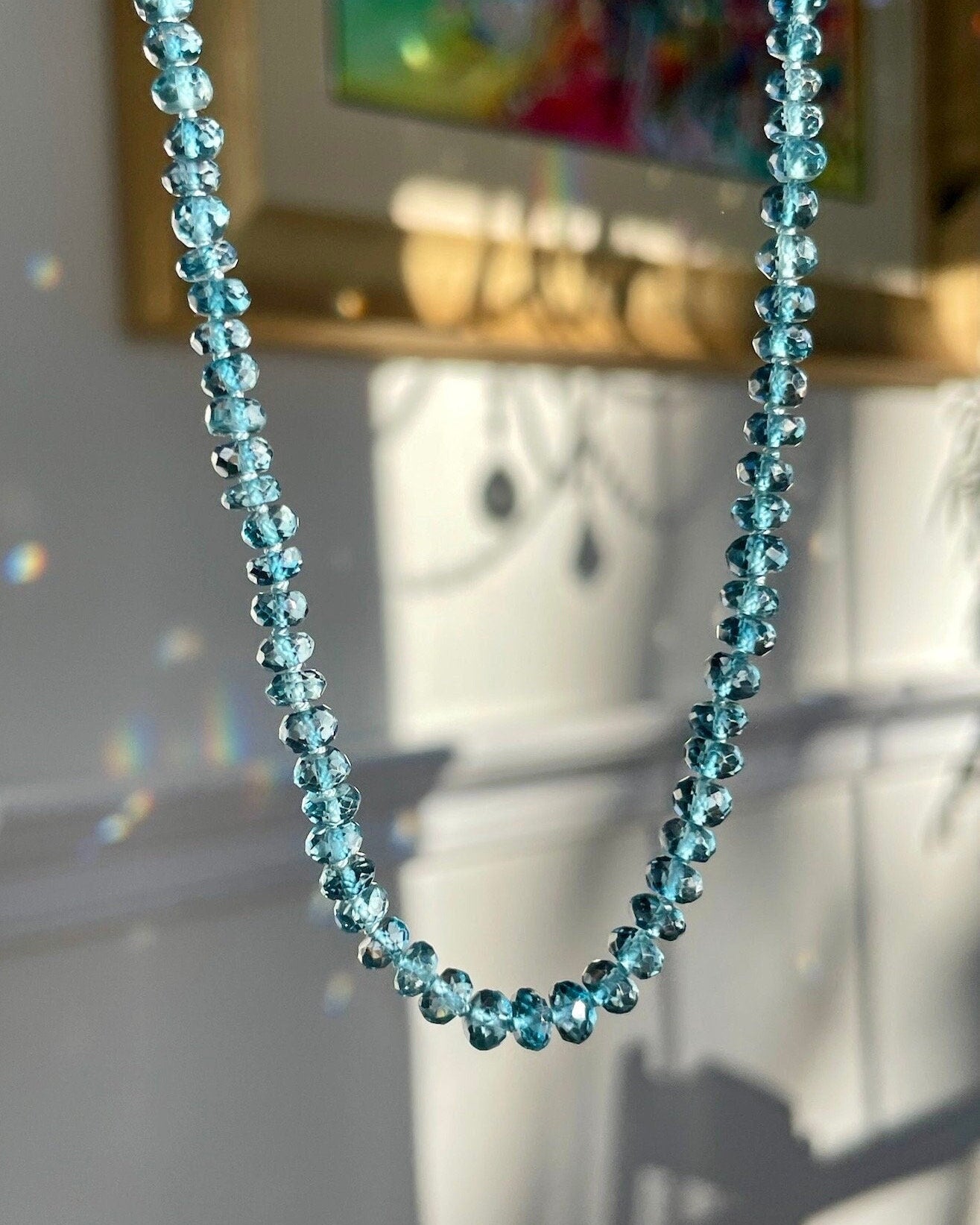 London Blue Topaz 18" Silk-Knotted Necklace – December Birthstone, 14k Gold Clasp Hannah May Jewelry