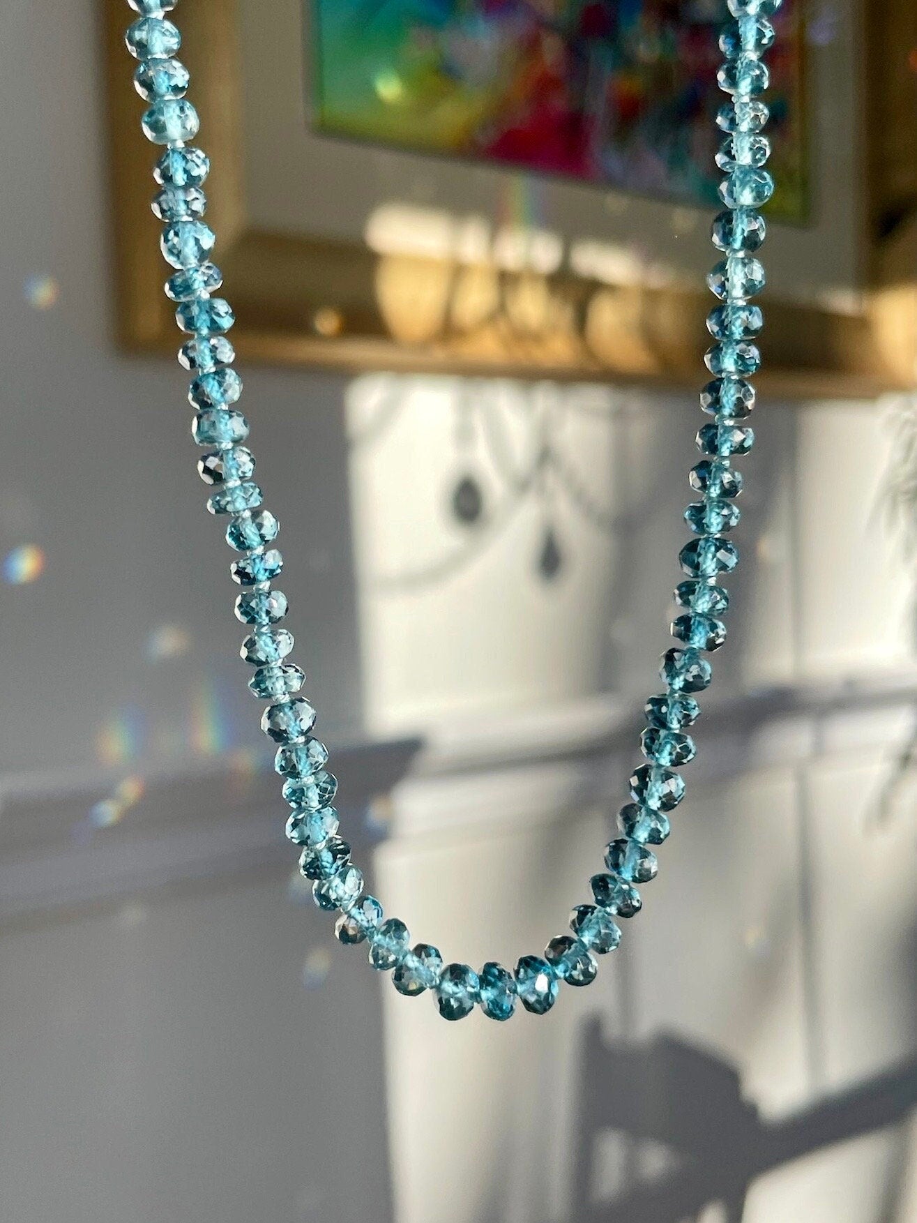London Blue Topaz 18" Silk-Knotted Necklace – December Birthstone, 14k Gold Clasp Hannah May Jewelry