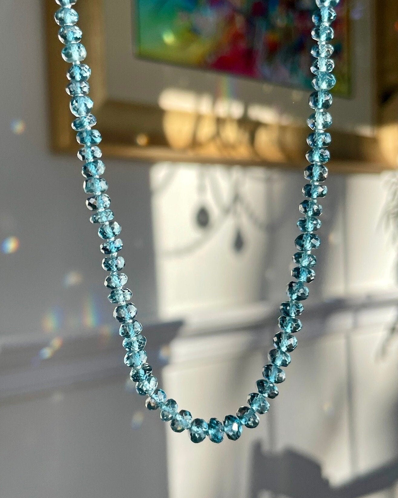 London Blue Topaz Silk Knotted Necklace by Hannah May Jewelry