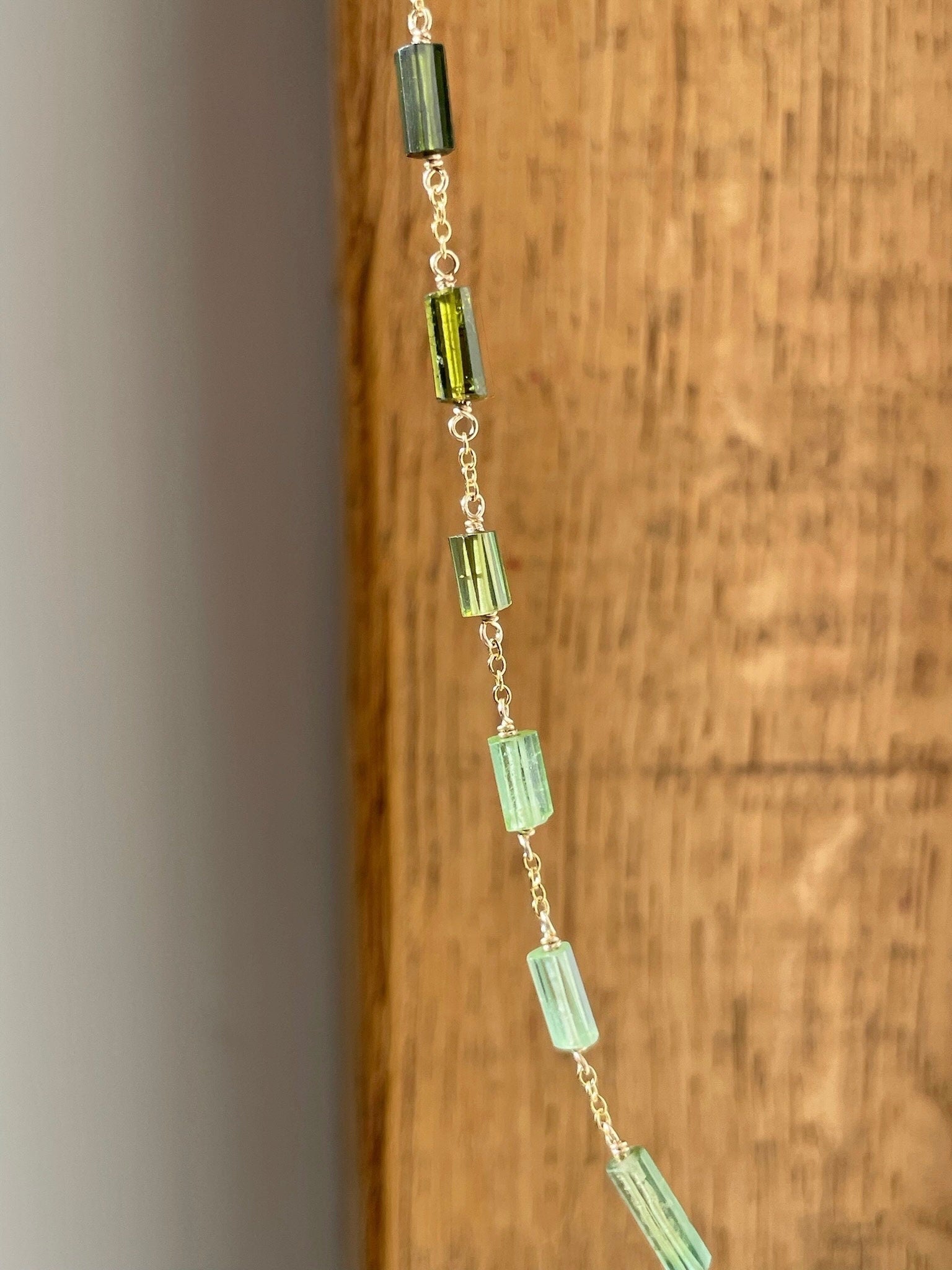 Multi Green and Blue Tourmaline Chain Link Necklace Hannah May Jewelry