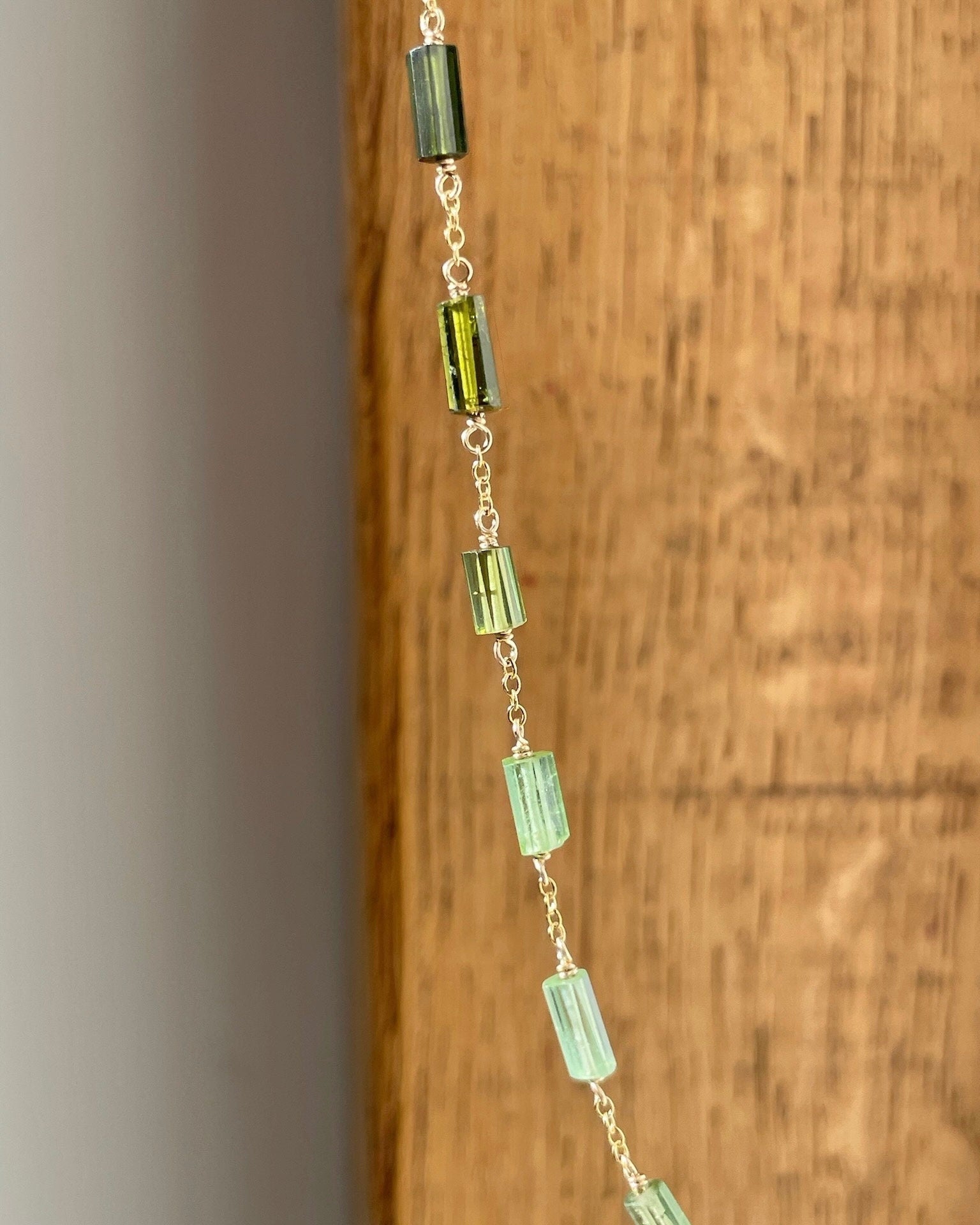 Multi Green and Blue Tourmaline Chain Link Necklace Hannah May Jewelry