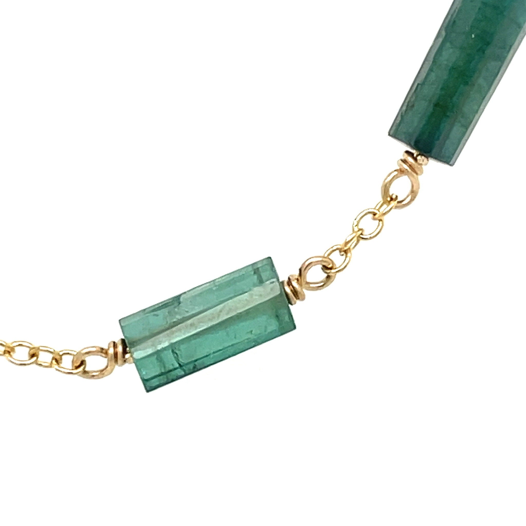 Multi Green and Blue Tourmaline Chain Link Necklace Hannah May Jewelry