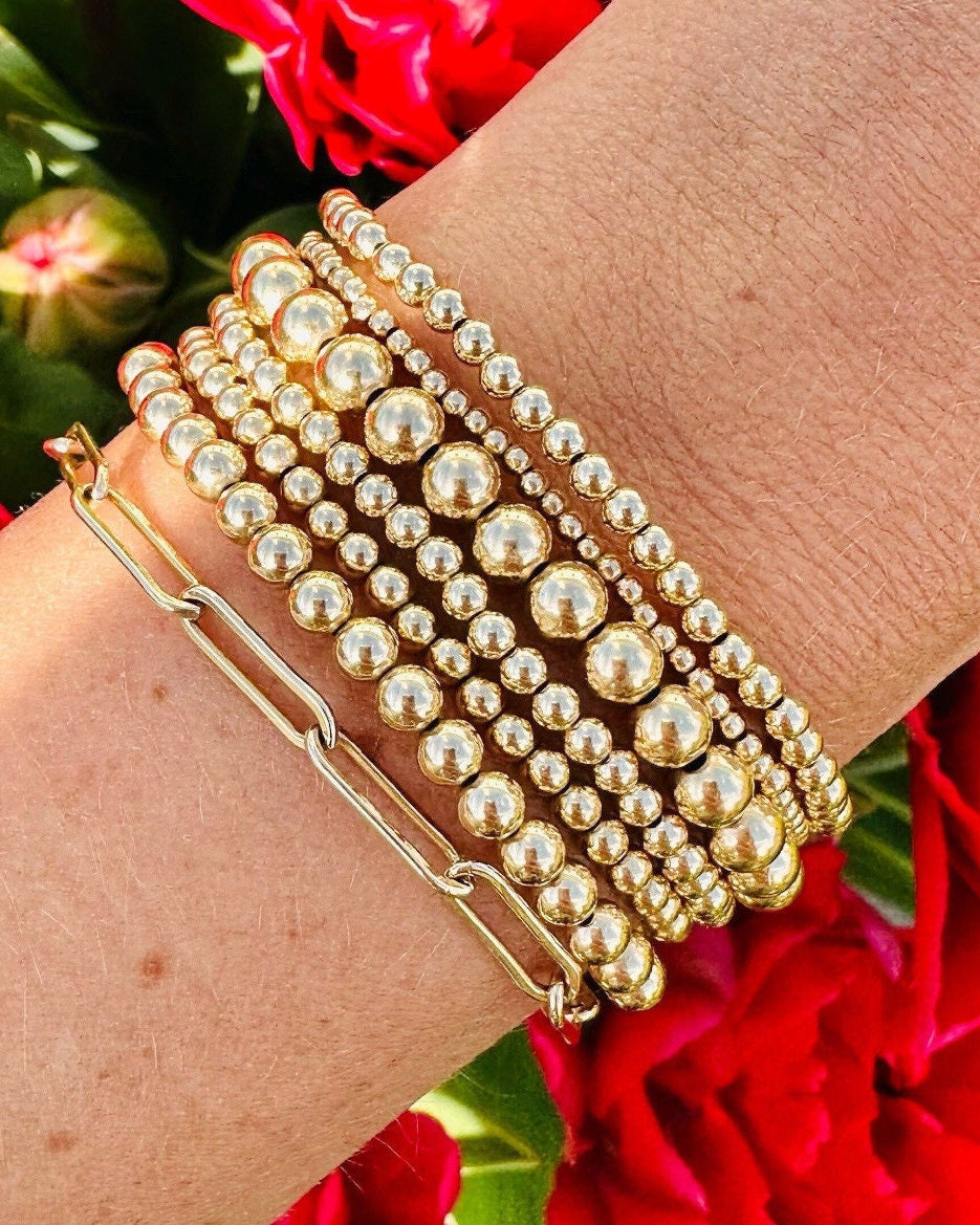 Gold Beaded Bracelet 4mm Hannah May Jewelry