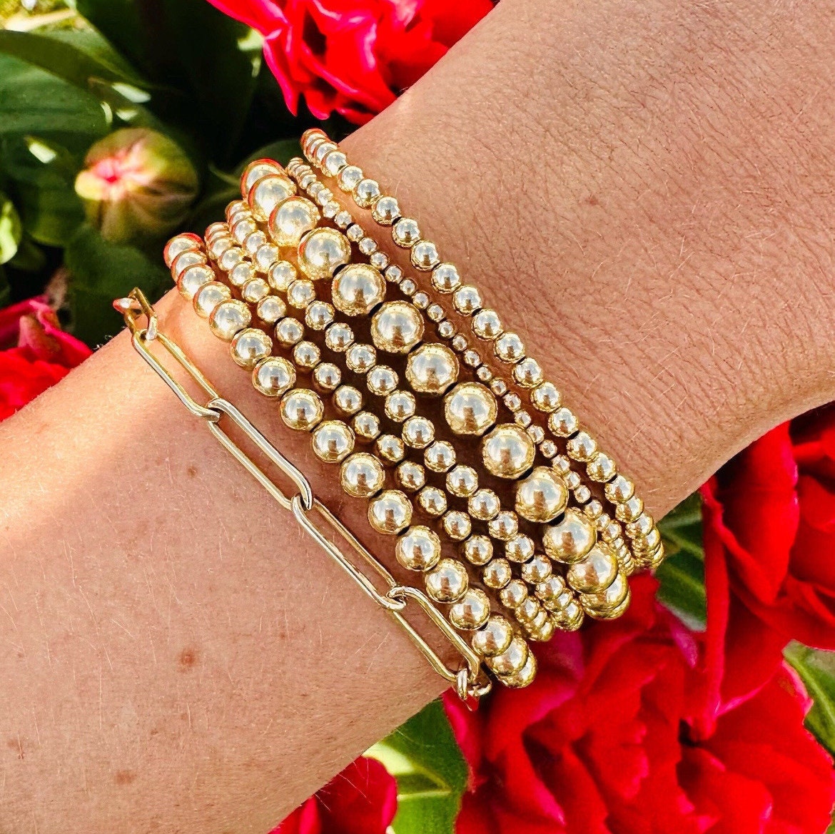 Gold Beaded Bracelet 4mm Hannah May Jewelry