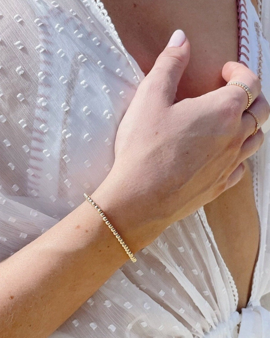 3mm Gold Beaded Bracelet by Hannah May Jewelry