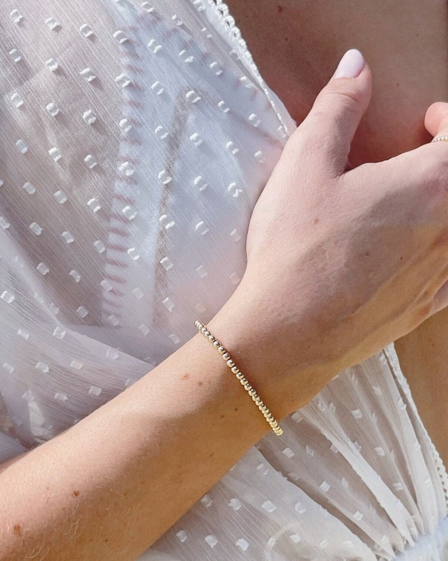 Gold Beaded Bracelet 3mm Hannah May Jewelry