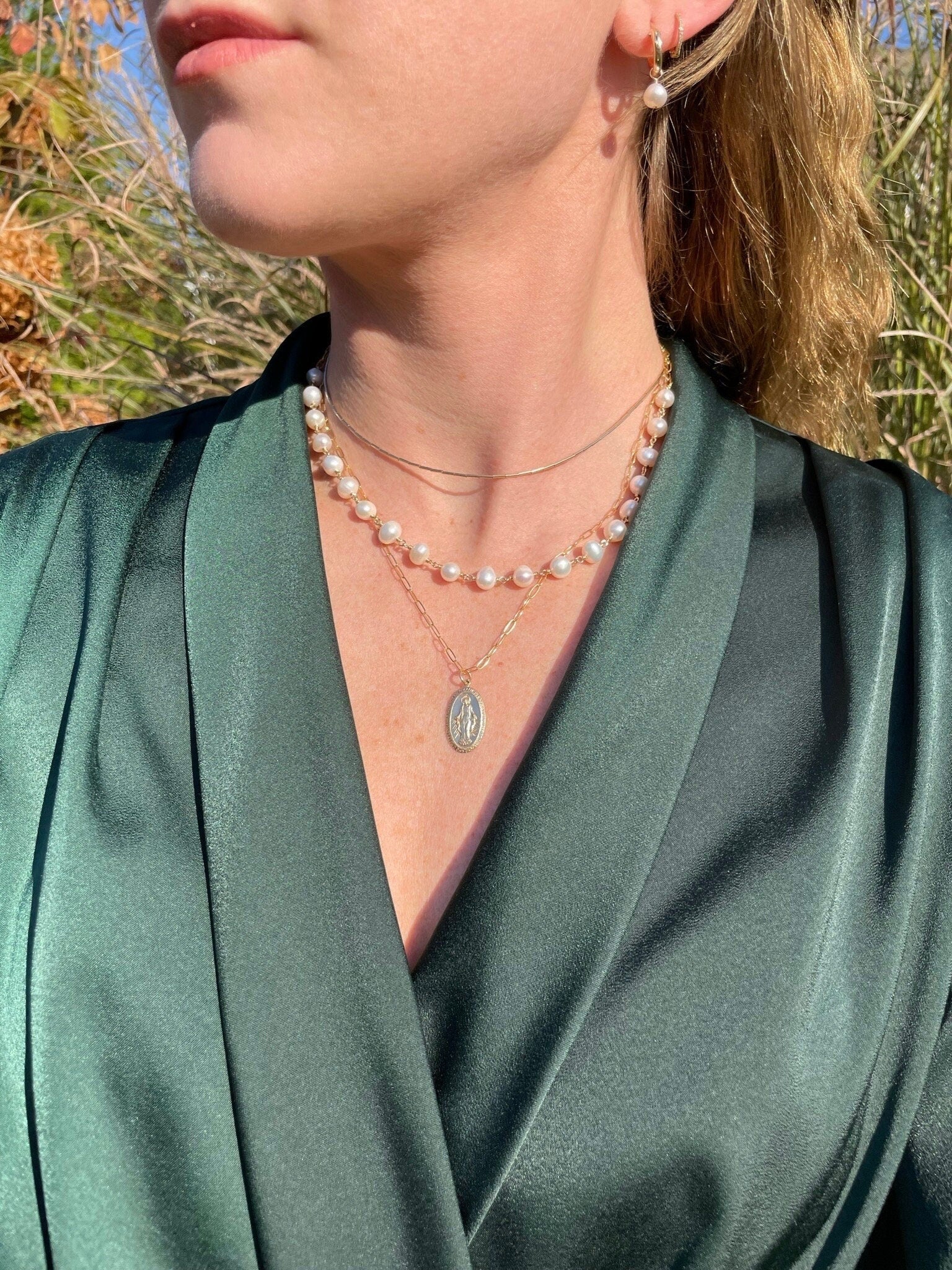 Pearl Huggie Hoop Earrings Hannah May Jewelry