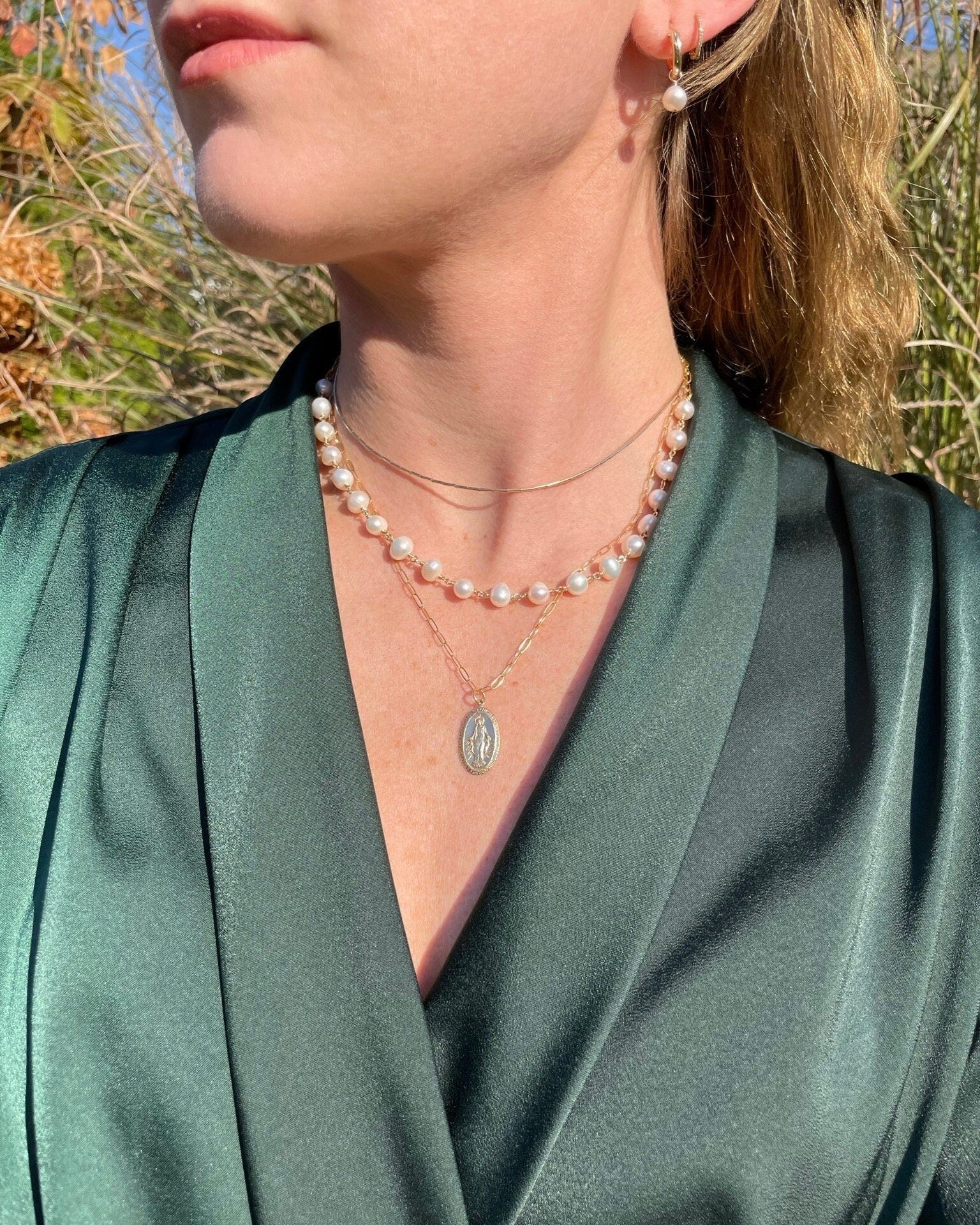 Pearl Huggie Hoop Earrings by Hannah May Jewelry