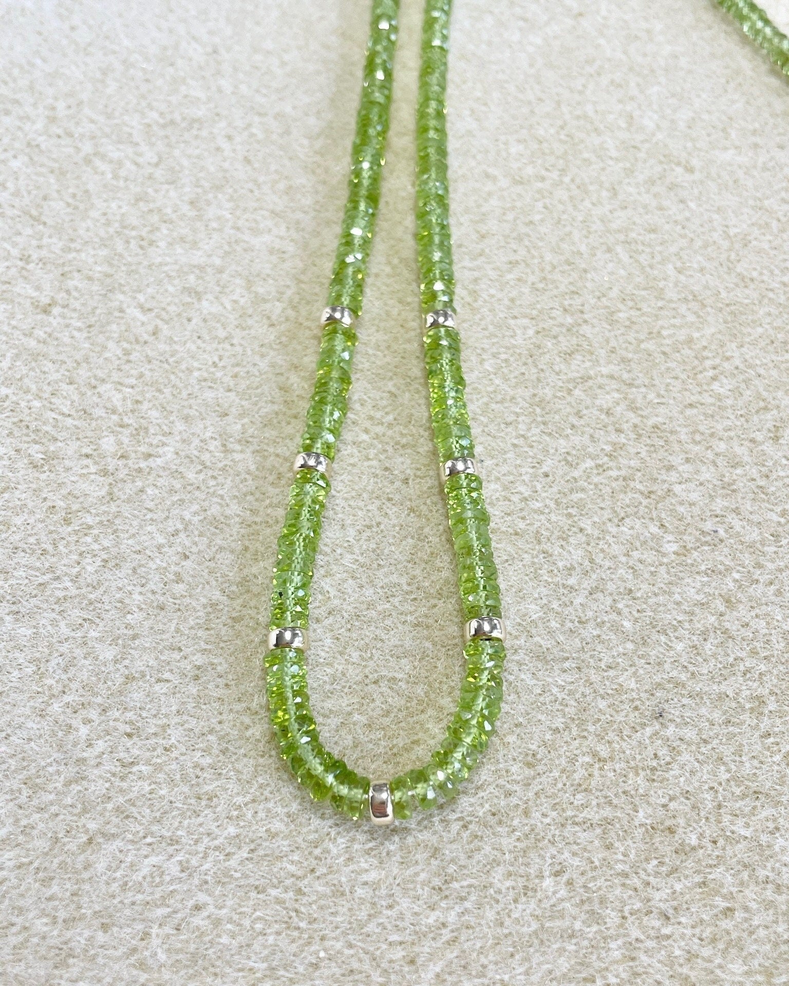 Peridot Heishi Beaded Necklace Hannah May Jewelry