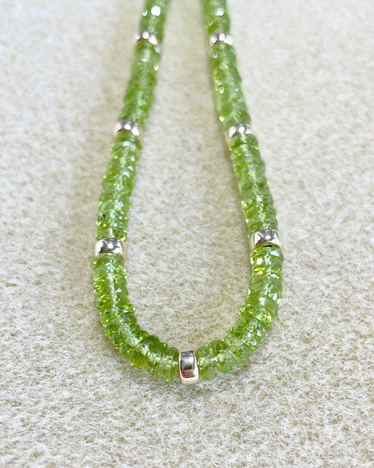 Peridot Heishi Beaded Necklace Hannah May Jewelry