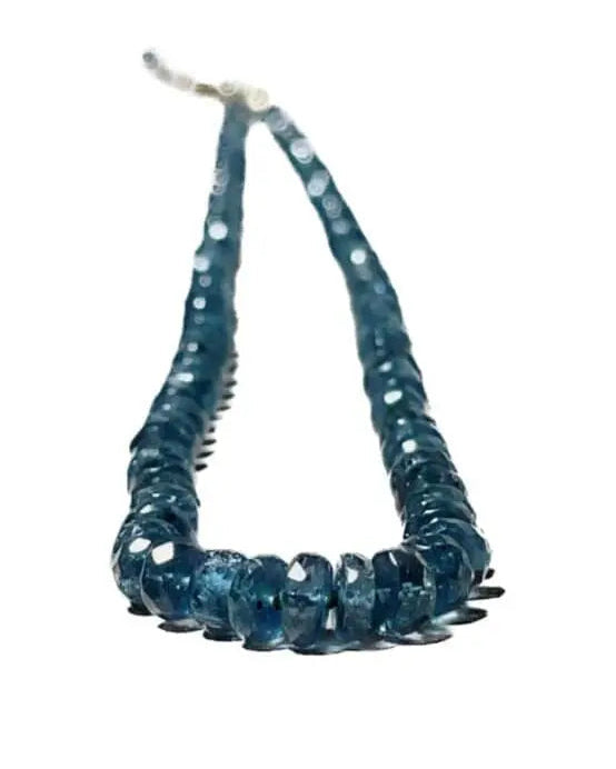 Blue Tourmaline Necklace Hand Knotted on Silk, AAA Rare Color/Clarity Hannah May