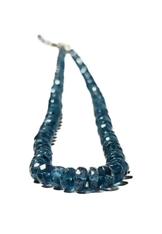 Blue Tourmaline Necklace Hand Knotted on Silk, AAA Rare Color/Clarity Hannah May