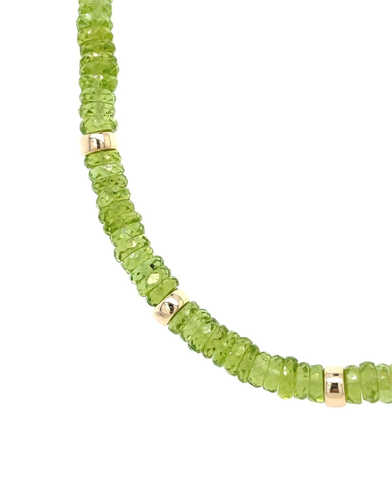 Peridot Heishi Beaded Necklace Hannah May Jewelry