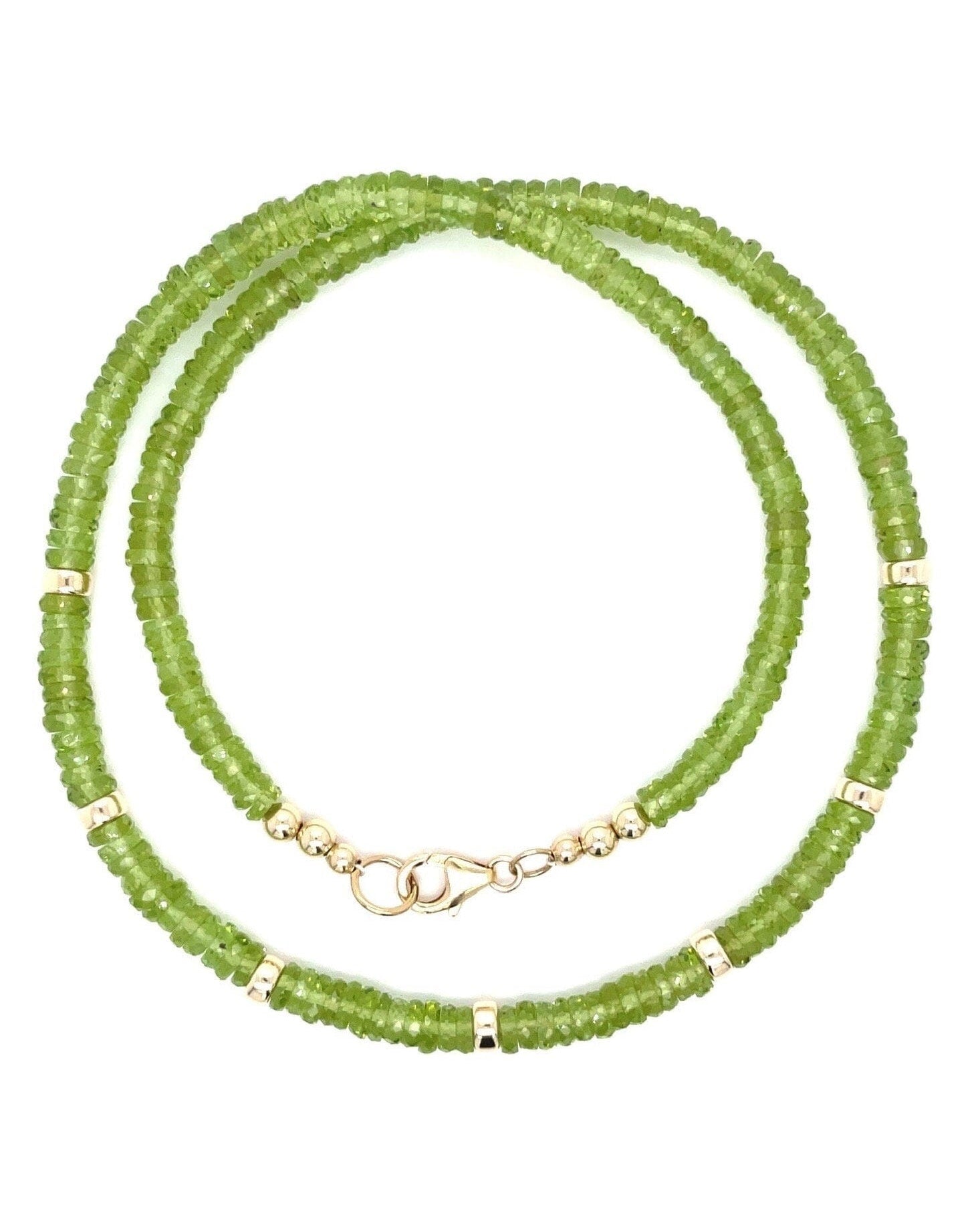Peridot Heishi Beaded Necklace Hannah May Jewelry
