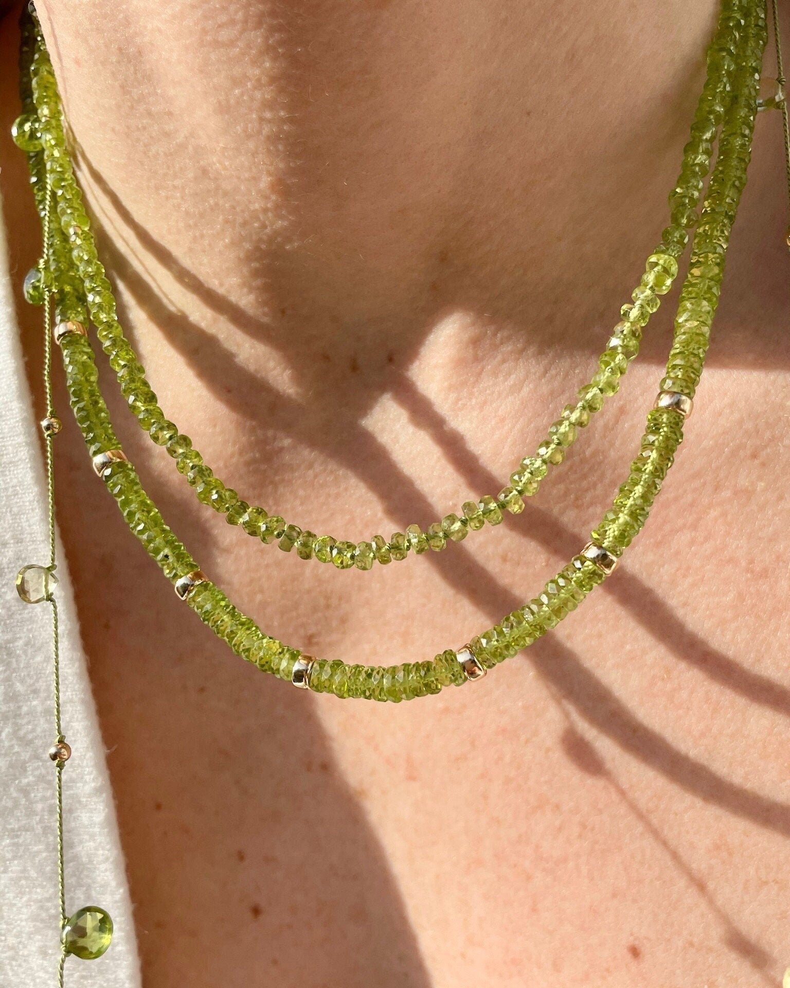 Peridot Heishi Beaded Necklace Hannah May Jewelry