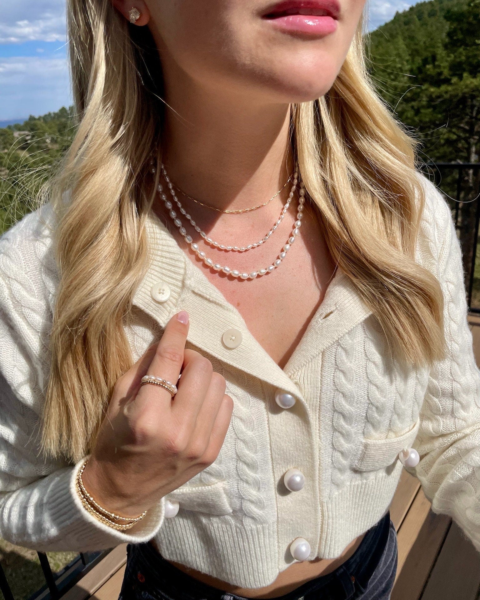 Pearl Necklace Hand Knotted on Silk Hannah May Jewelry