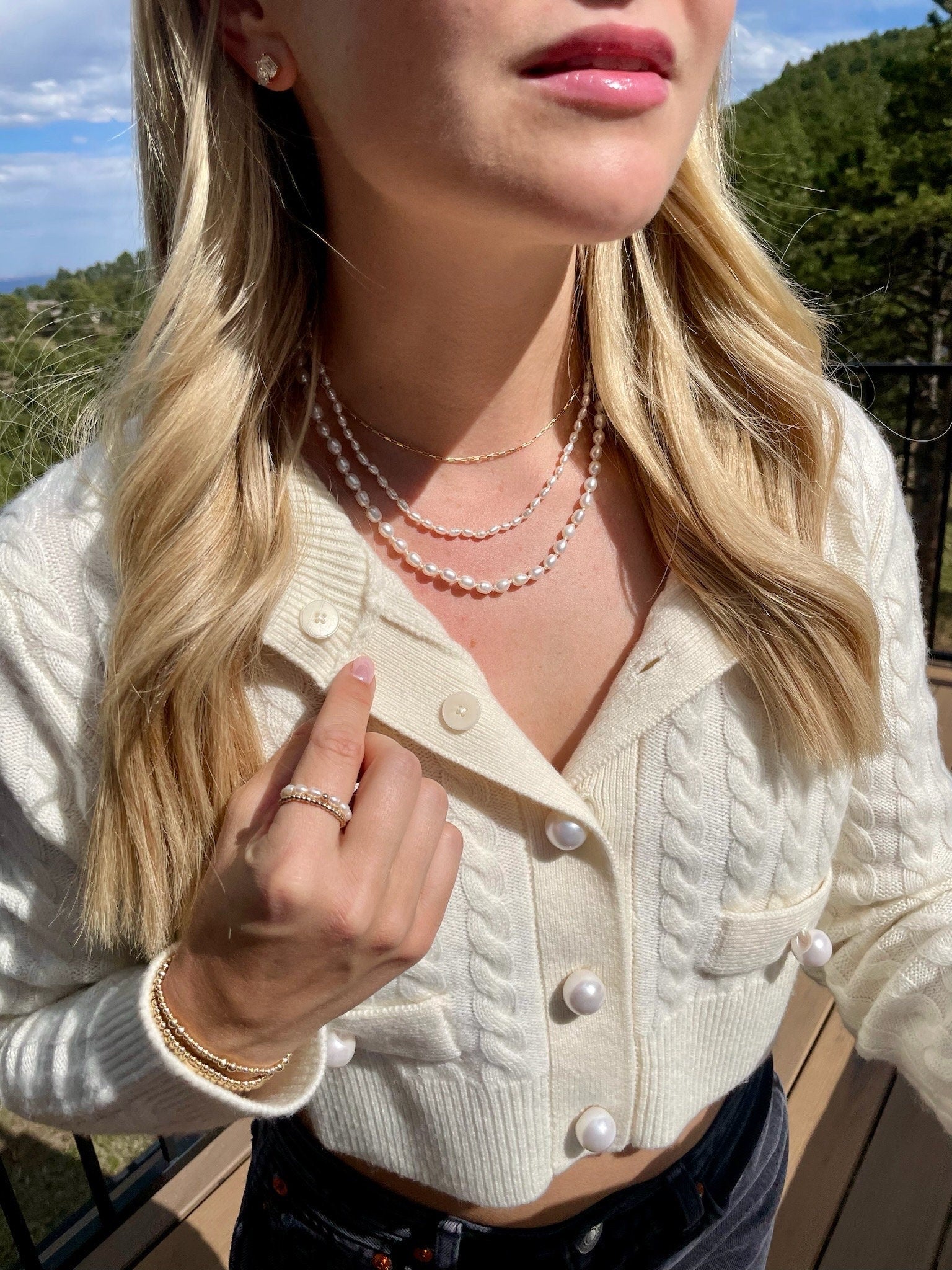 Pearl Necklace Hand Knotted on Silk Hannah May Jewelry