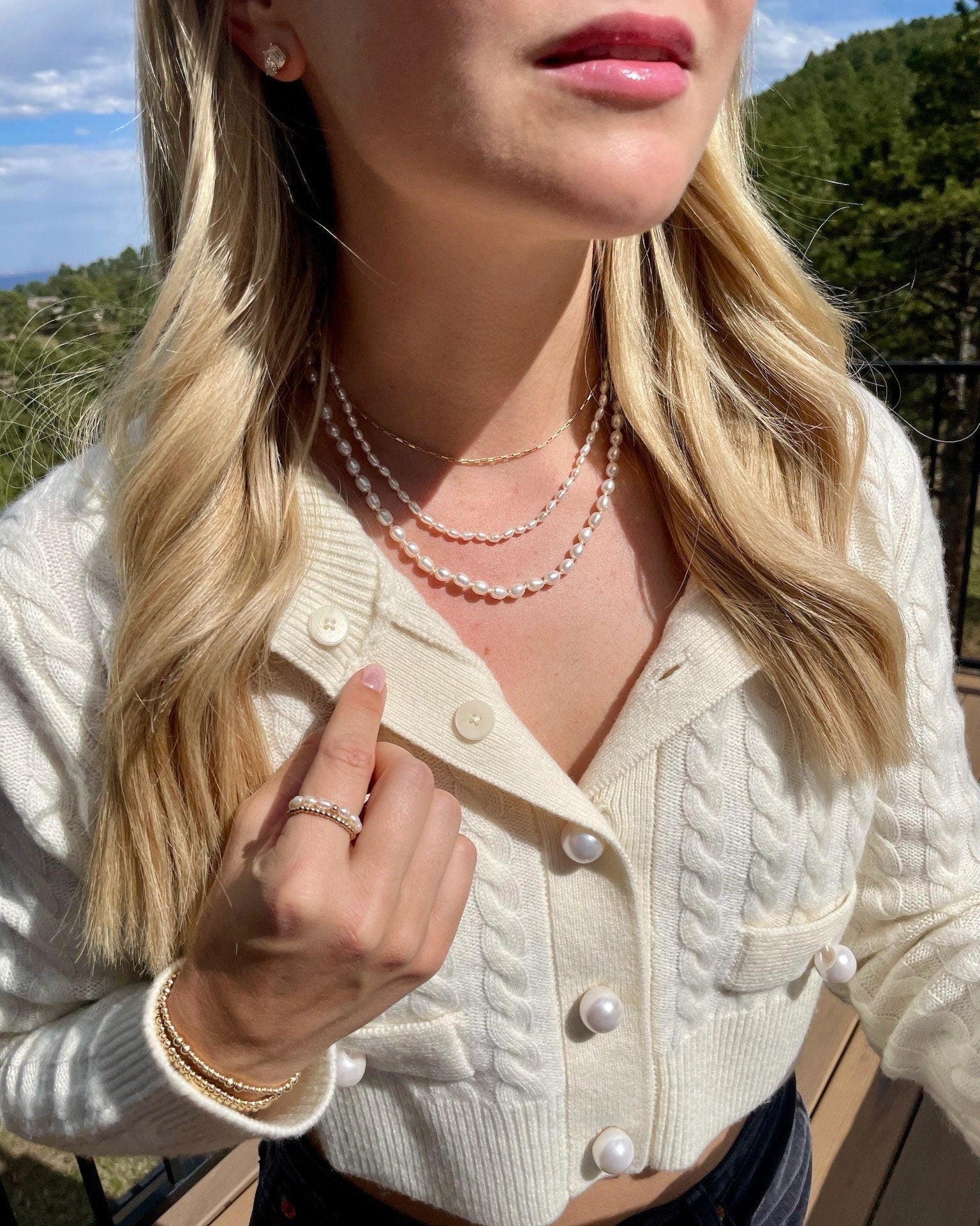 Pearl Necklace Hand Knotted on Silk by Hannah May Jewelry